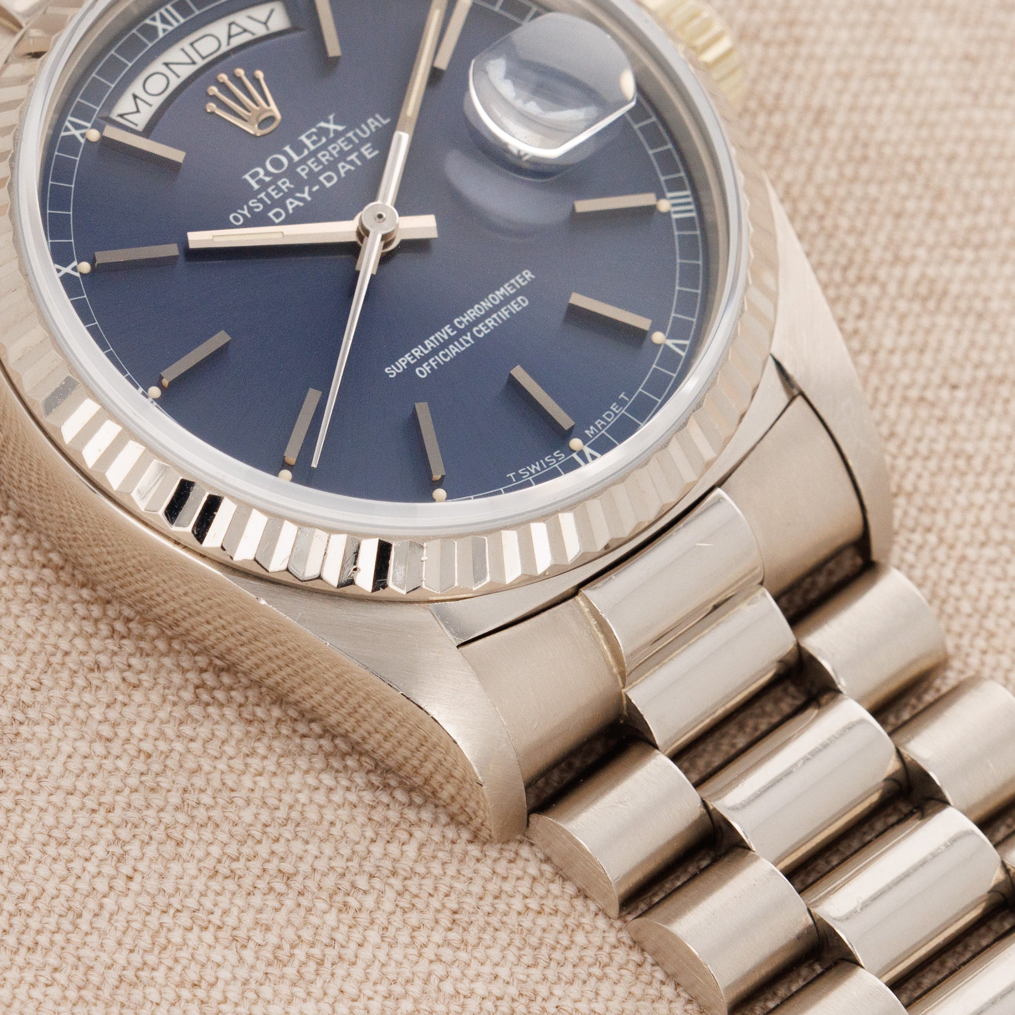 Rolex - Rolex White Gold Day Date Ref. 18039 with Blue Tritium Dial - The Keystone Watches