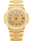 Patek Philippe - Patek Philippe Yellow Gold Nautilus Ref. 3800/105 with Pave Diamond and Emerald - The Keystone Watches