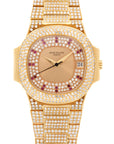 Patek Philippe - Patek Philippe Yellow Gold Nautilus Ref. 3800 with Factory Diamond and Ruby Dial - The Keystone Watches