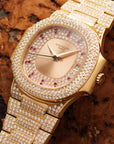 Patek Philippe - Patek Philippe Yellow Gold Nautilus Ref. 3800 with Factory Diamond and Ruby Dial - The Keystone Watches