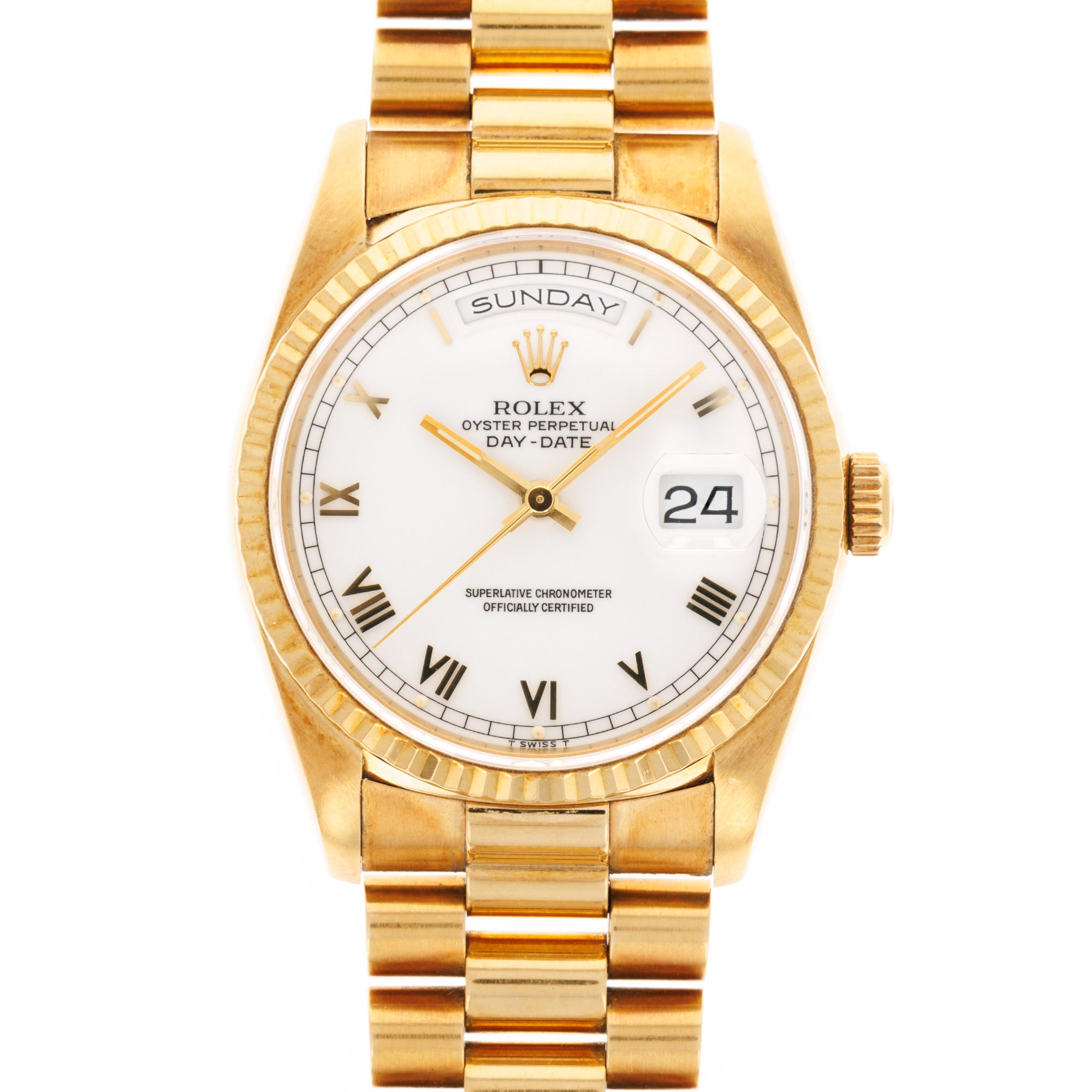 Rolex - Rolex Yellow Gold Day-Date Ref. 18238 with White Roman Dial - The Keystone Watches