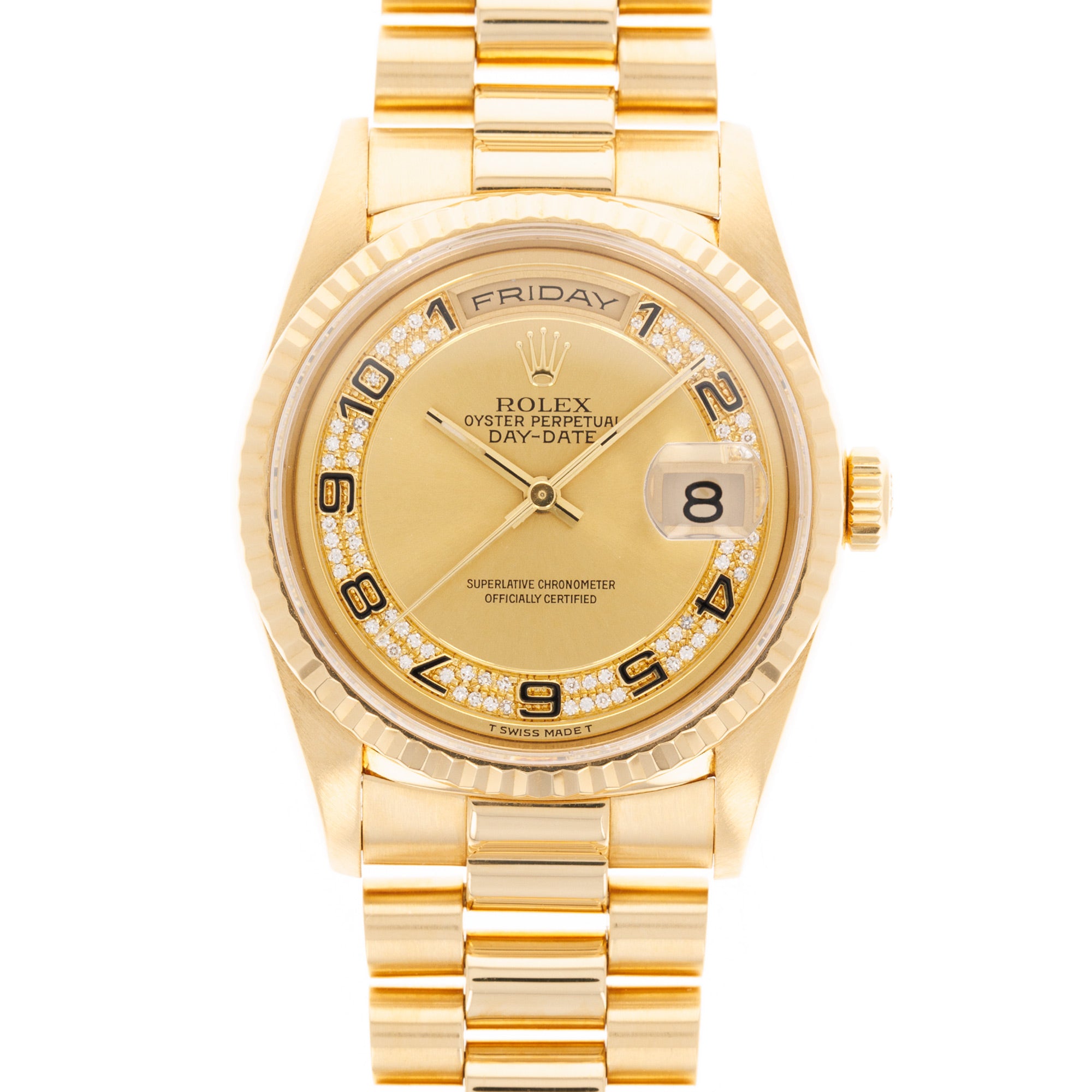 Rolex - Rolex Yellow Gold Day-Date Ref. 18238 with Factory Diamond Dial - The Keystone Watches