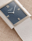 Patek Philippe - Patek Philippe White Gold Bracelet Watch Ref. 3571 with Rare Textured Blue Dial - The Keystone Watches