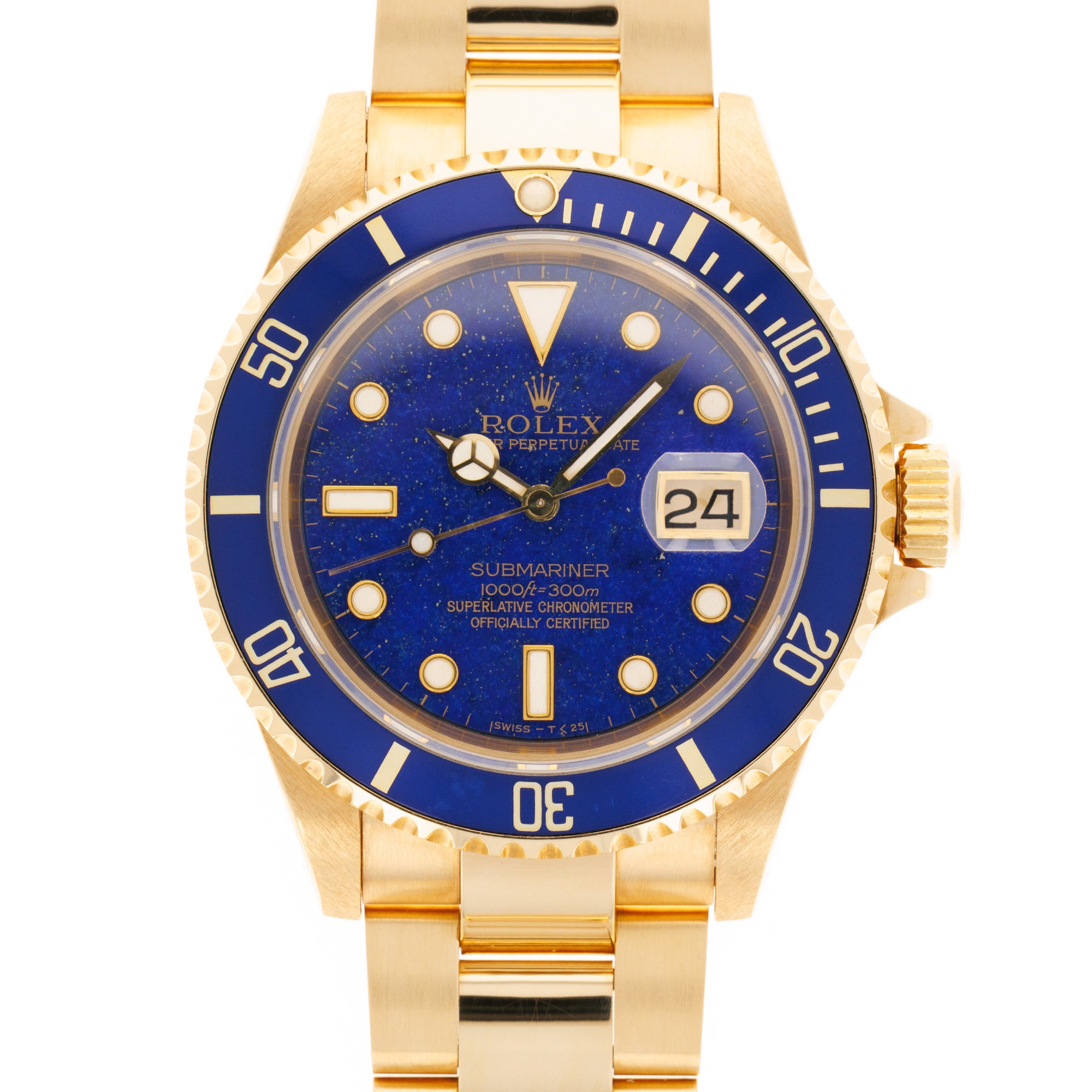 Rolex - Rolex Yellow Gold Submariner Watch Ref. 16618 with Lapis Lazuli Dial - The Keystone Watches