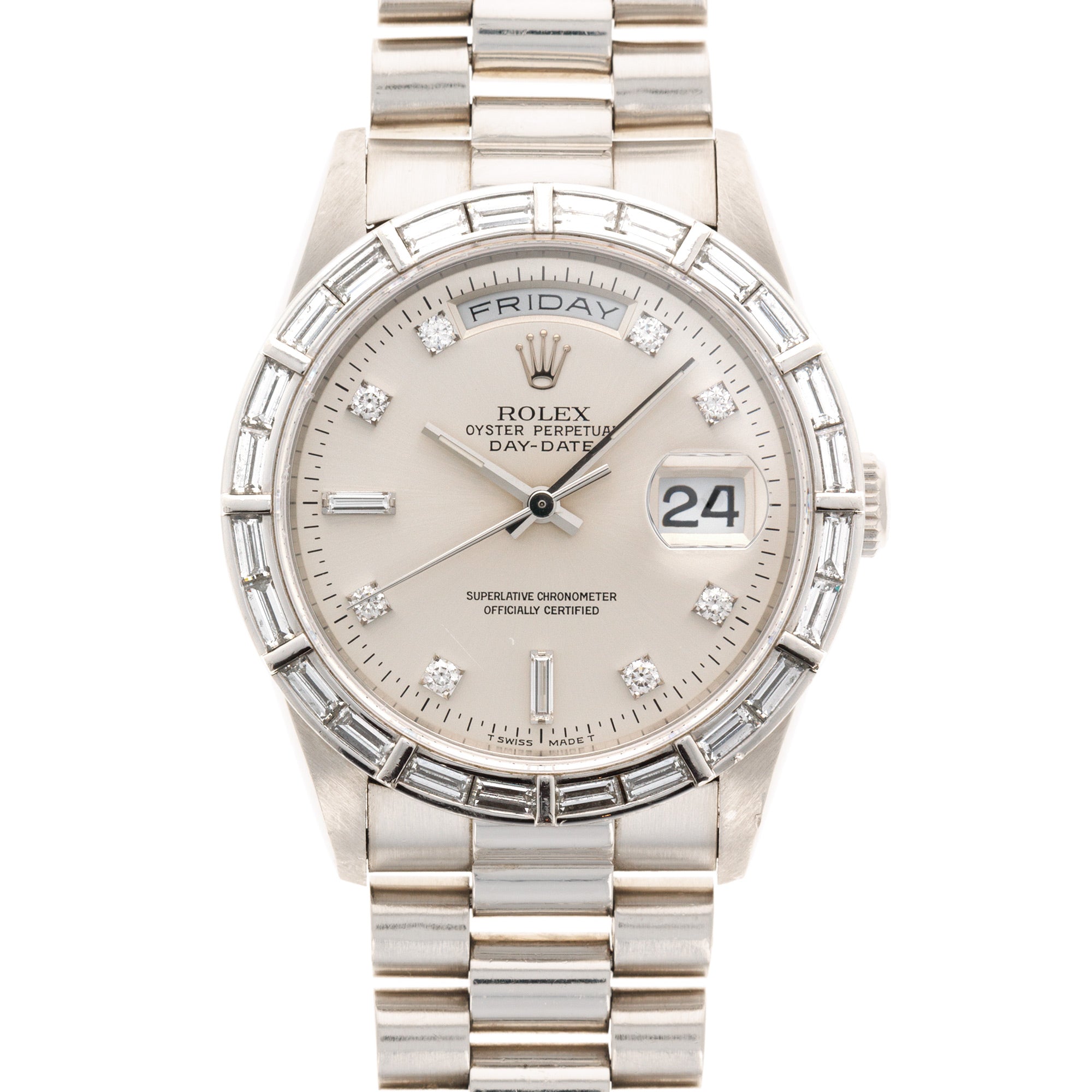 Rolex - Rolex Platinum Day-Date Ref. 18366 with Baguette Diamonds - The Keystone Watches