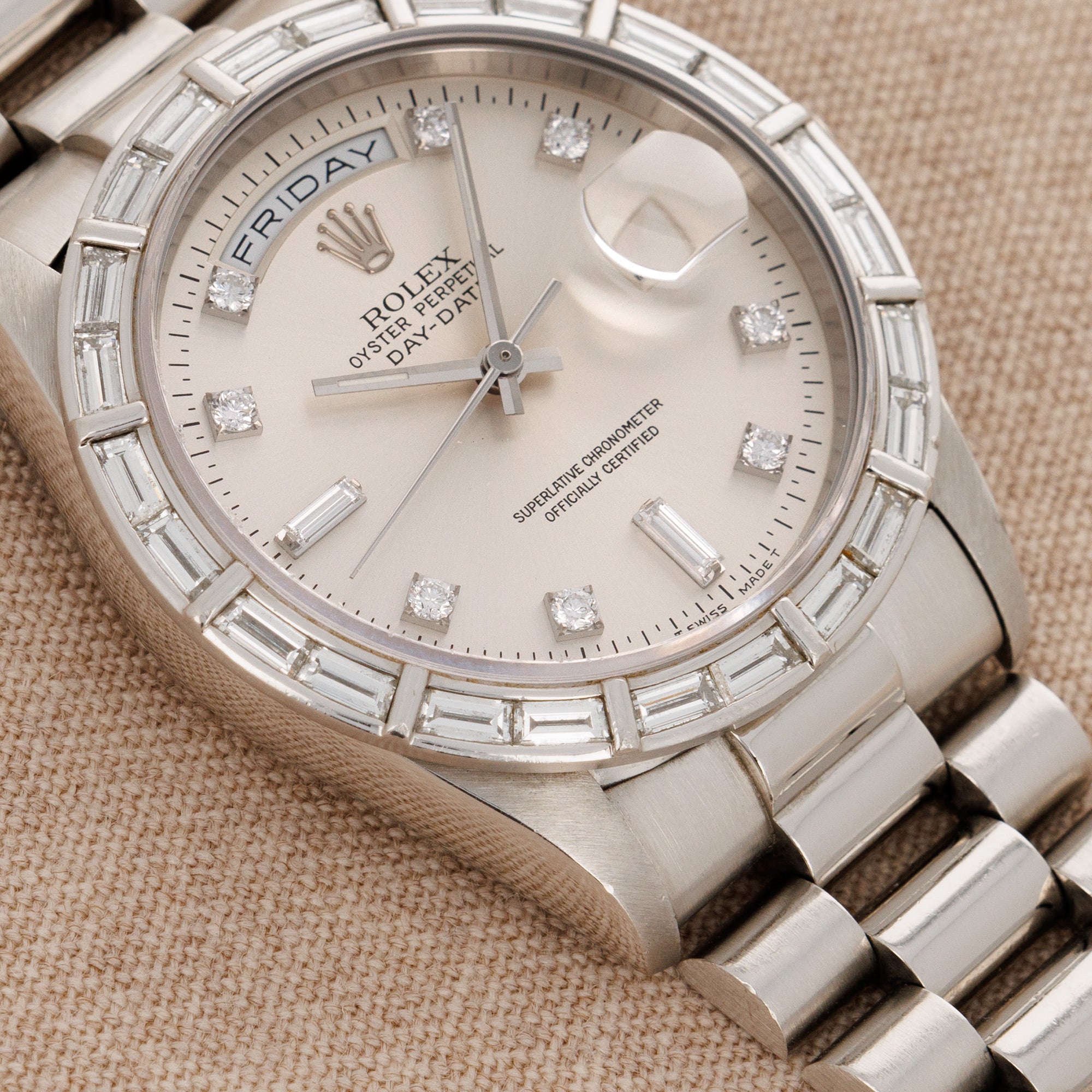 Rolex - Rolex Platinum Day-Date Ref. 18366 with Baguette Diamonds - The Keystone Watches