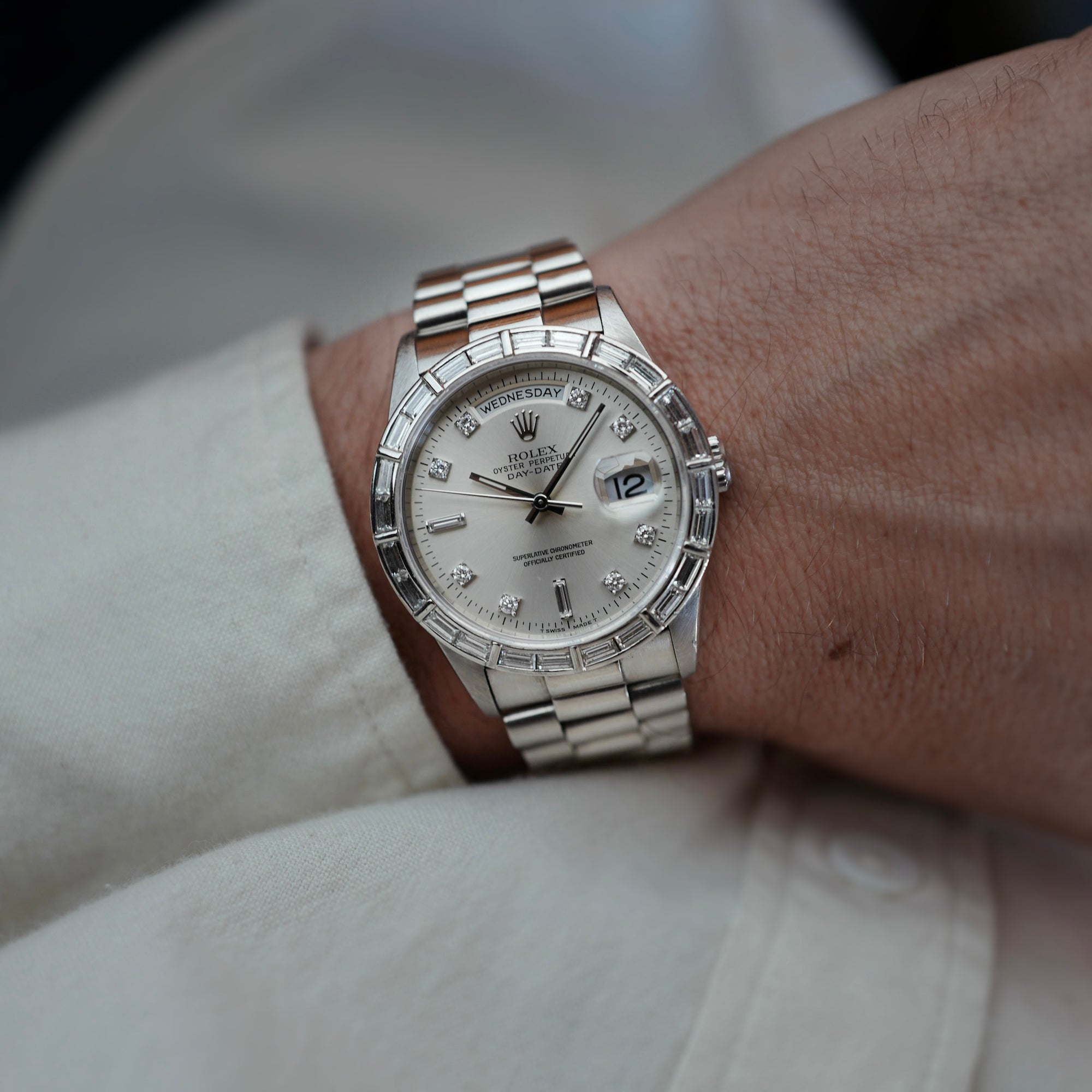 Rolex - Rolex Platinum Day-Date Ref. 18366 with Baguette Diamonds - The Keystone Watches