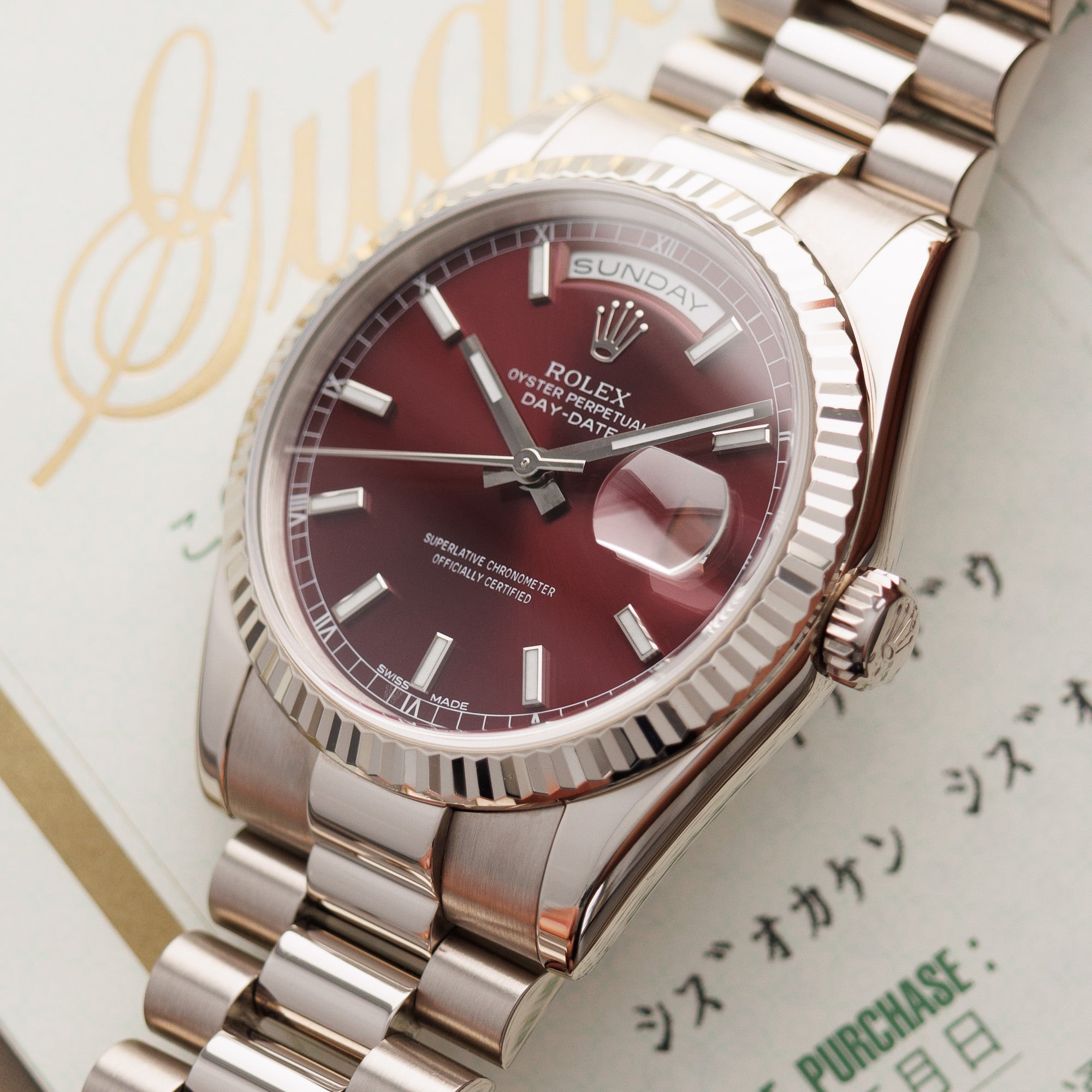 Rolex - Rolex White Gold Day Date Ref. 118239 with Cherry Dial - The Keystone Watches