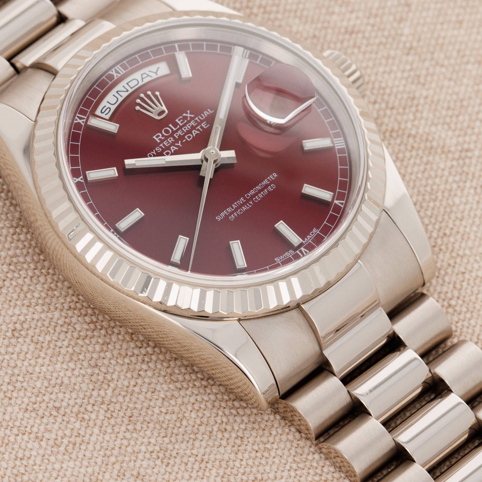 Rolex - Rolex White Gold Day Date Ref. 118239 with Cherry Dial - The Keystone Watches