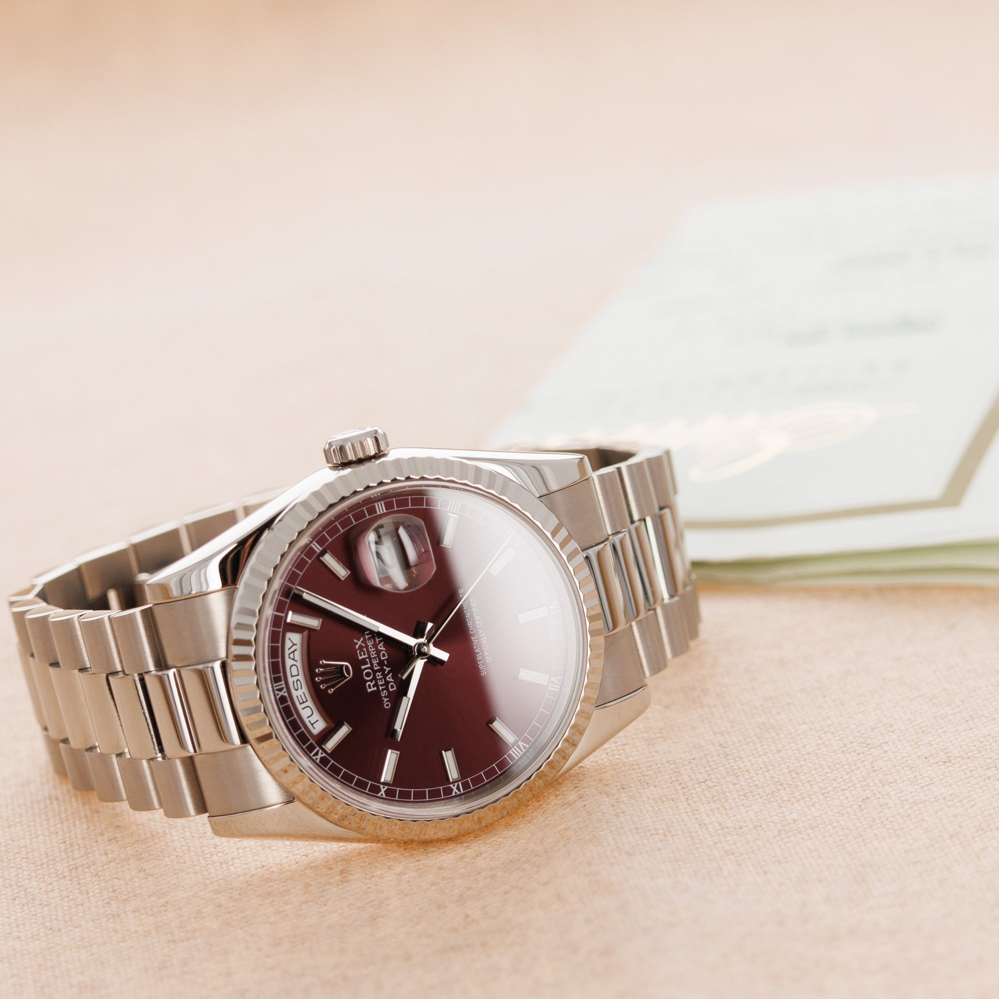 Rolex - Rolex White Gold Day Date Ref. 118239 with Cherry Dial - The Keystone Watches