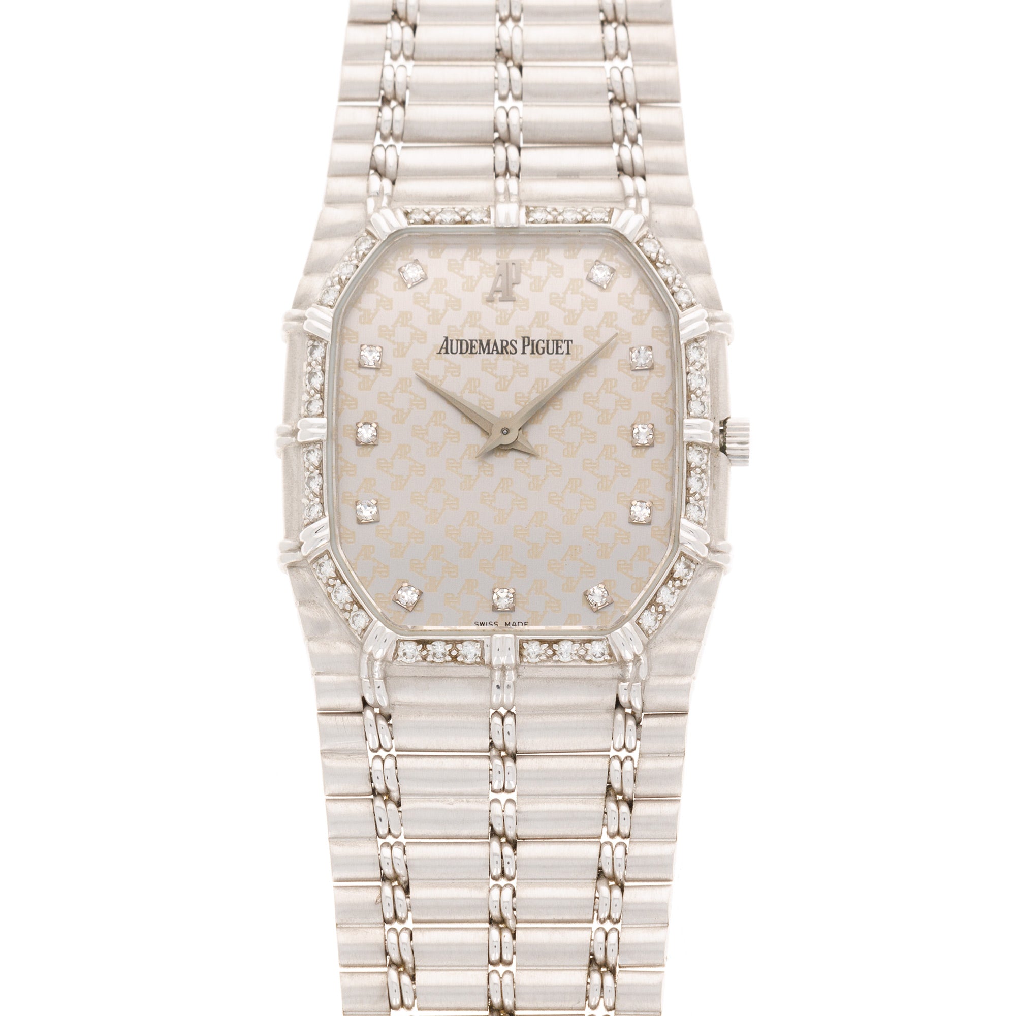 Audemars Piguet - Audemars Piguet White Gold Diamond Bamboo with Geometric Logo Dial - The Keystone Watches