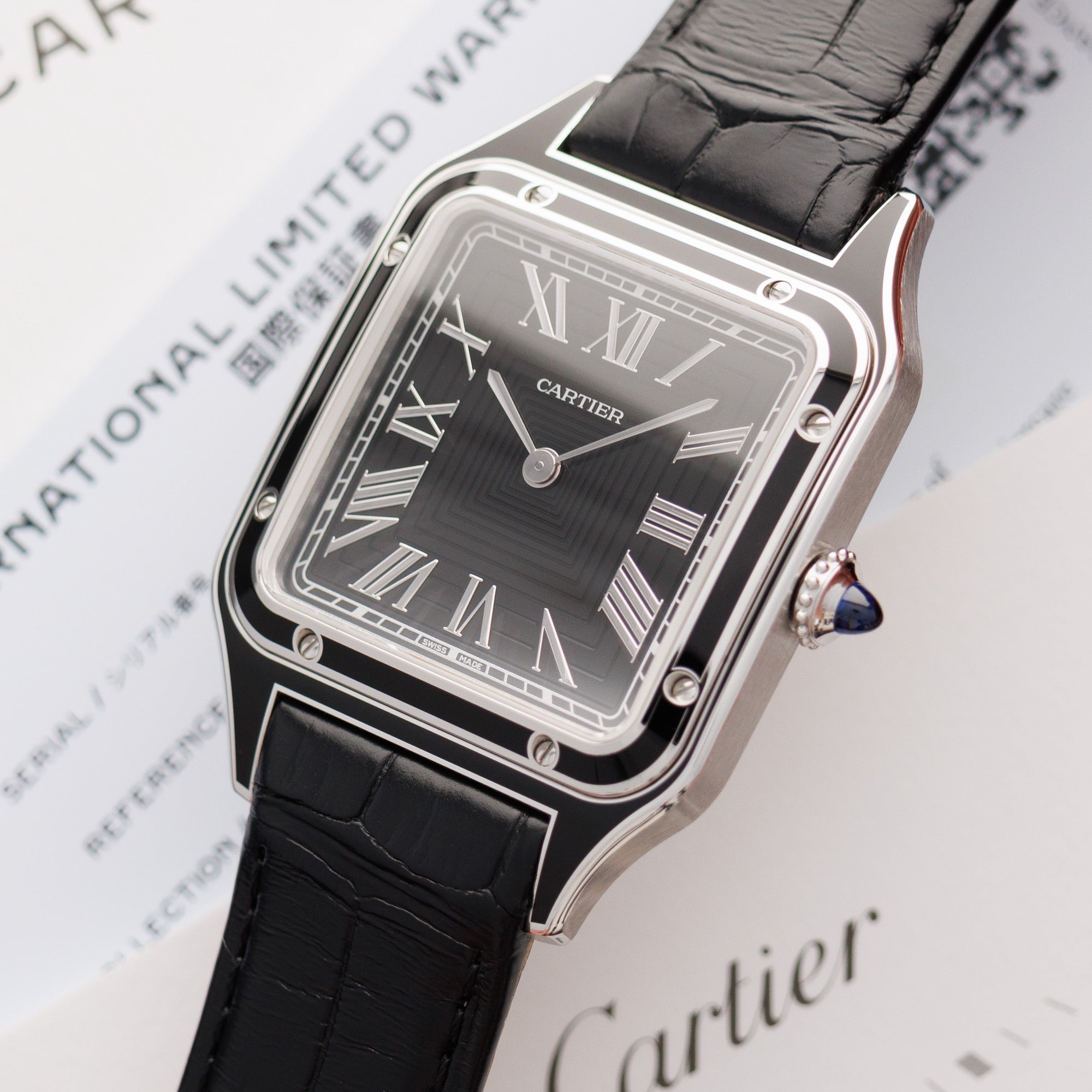 Cartier - Cartier Steel Black Lacquer Santos Dumont Ref. WSSA0046 - The Keystone Watches