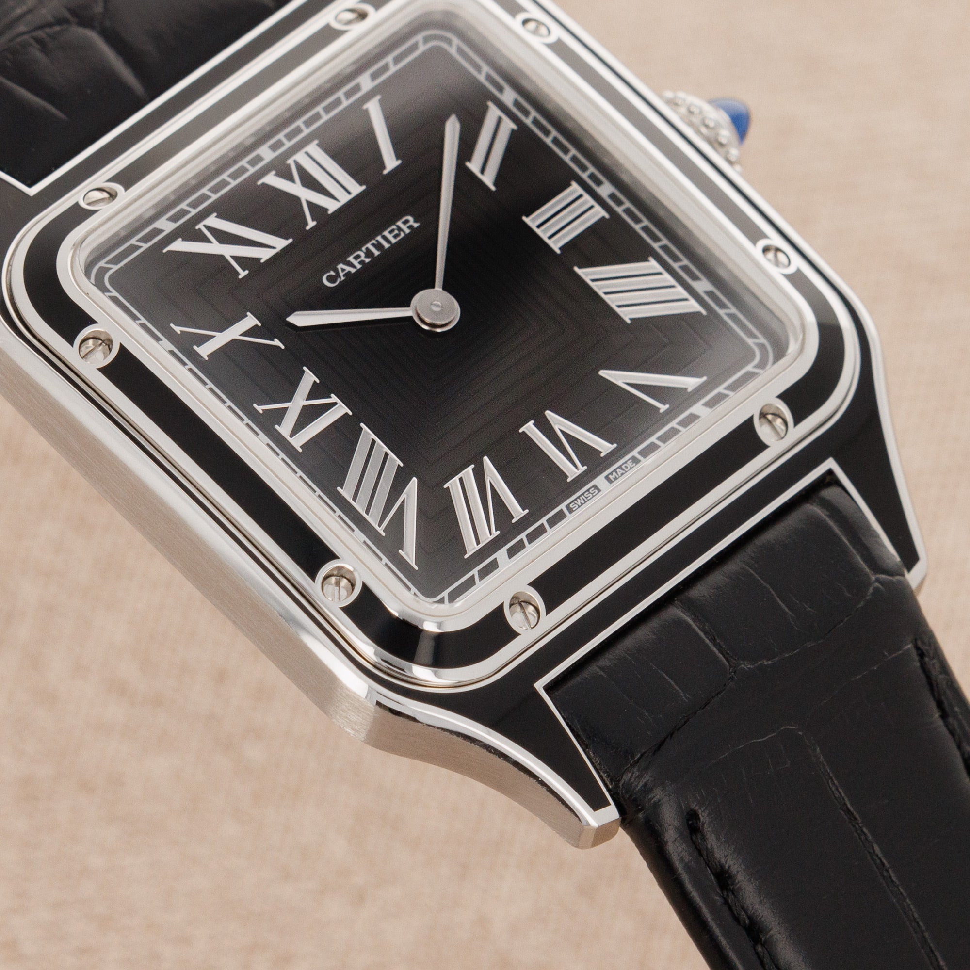 Cartier - Cartier Steel Black Lacquer Santos Dumont Ref. WSSA0046 - The Keystone Watches