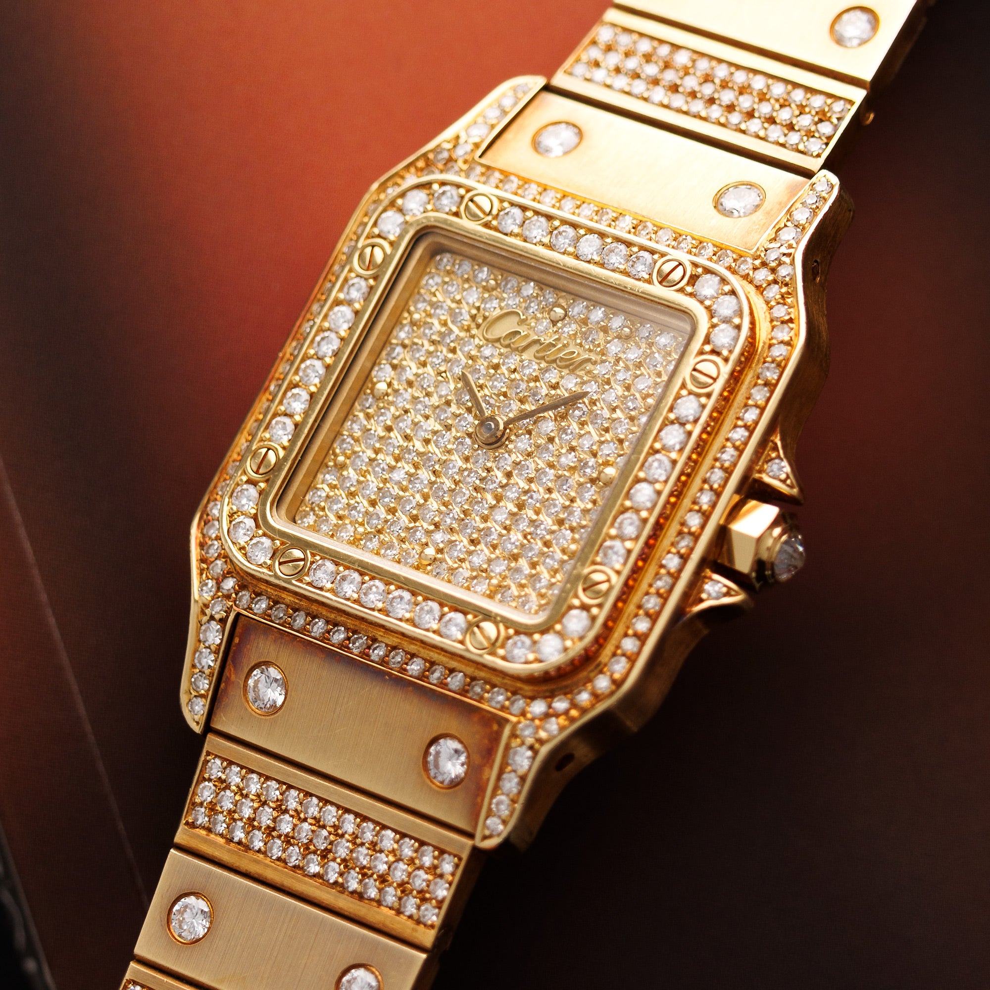 Cartier - Cartier Yellow Gold Santos Carree Diamond - The Keystone Watches