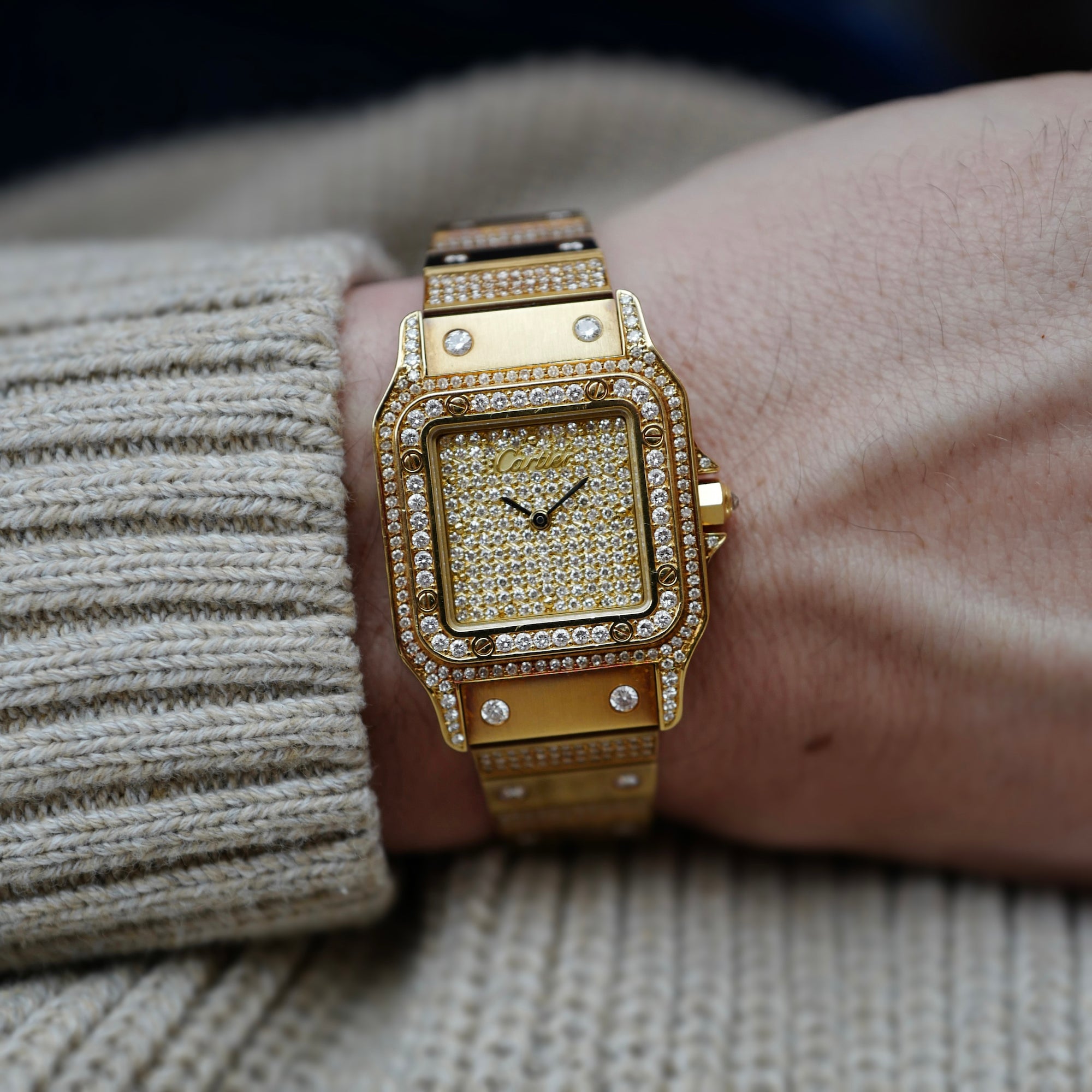 Cartier - Cartier Yellow Gold Santos Carree Diamond - The Keystone Watches