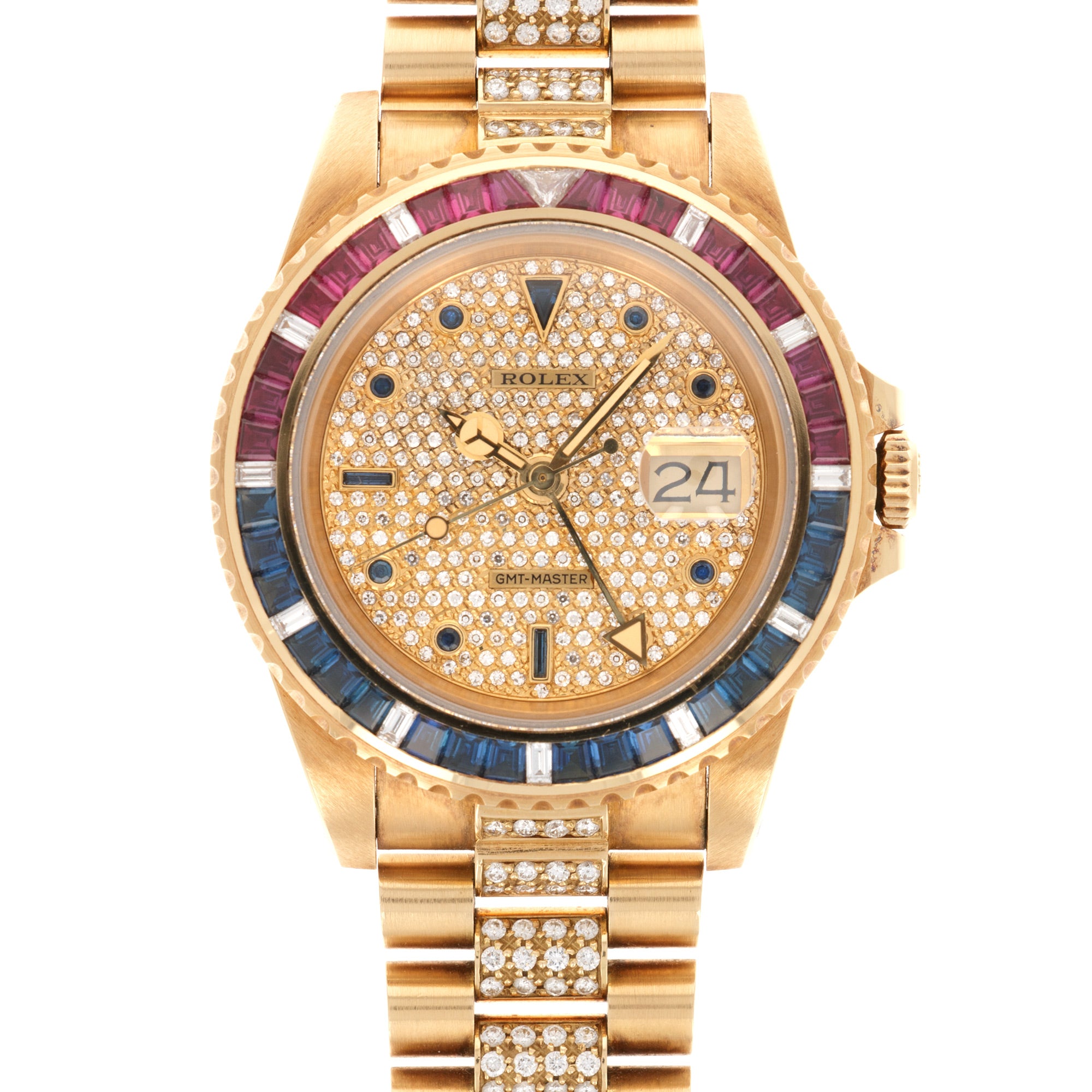 Rolex - Rolex Yellow Gold GMT-Master Diamond Ruby Sapphire Watch Ref. 16758 - The Keystone Watches