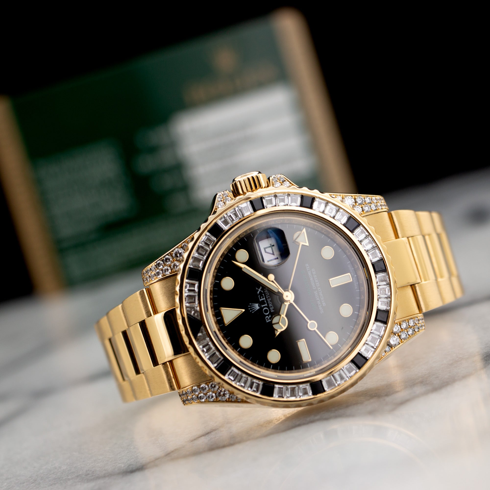 Rolex - Rolex Yellow Gold GMT-Master II Sapphire Diamond Watch Ref. 116758 - The Keystone Watches