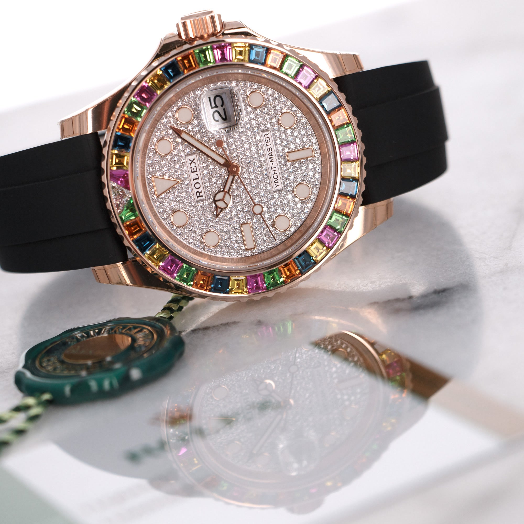 Rolex - Rolex Rose Gold Yacht-Master Rainbow Diamond Watch Ref. 116695 - The Keystone Watches
