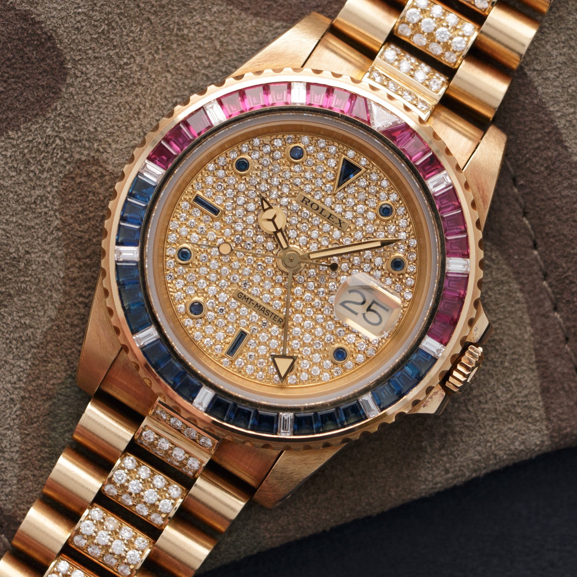 Rolex - Rolex Yellow Gold GMT-Master Diamond Ruby Sapphire Watch Ref. 16758 - The Keystone Watches