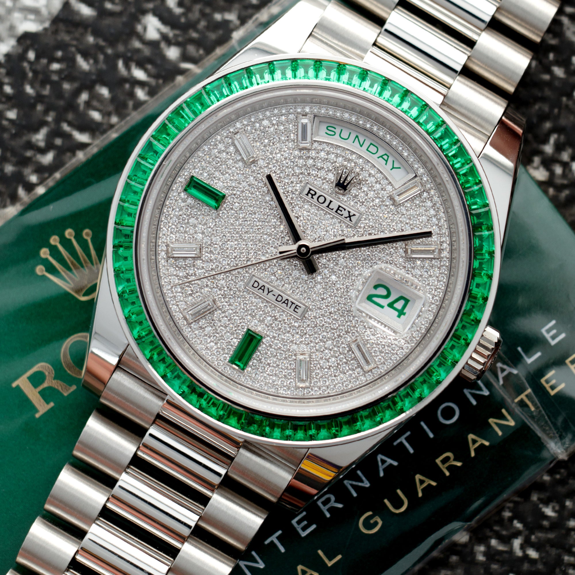 Rolex - Rolex Platinum Day-Date Ref. 228396 with Diamond & Emeralds - The Keystone Watches
