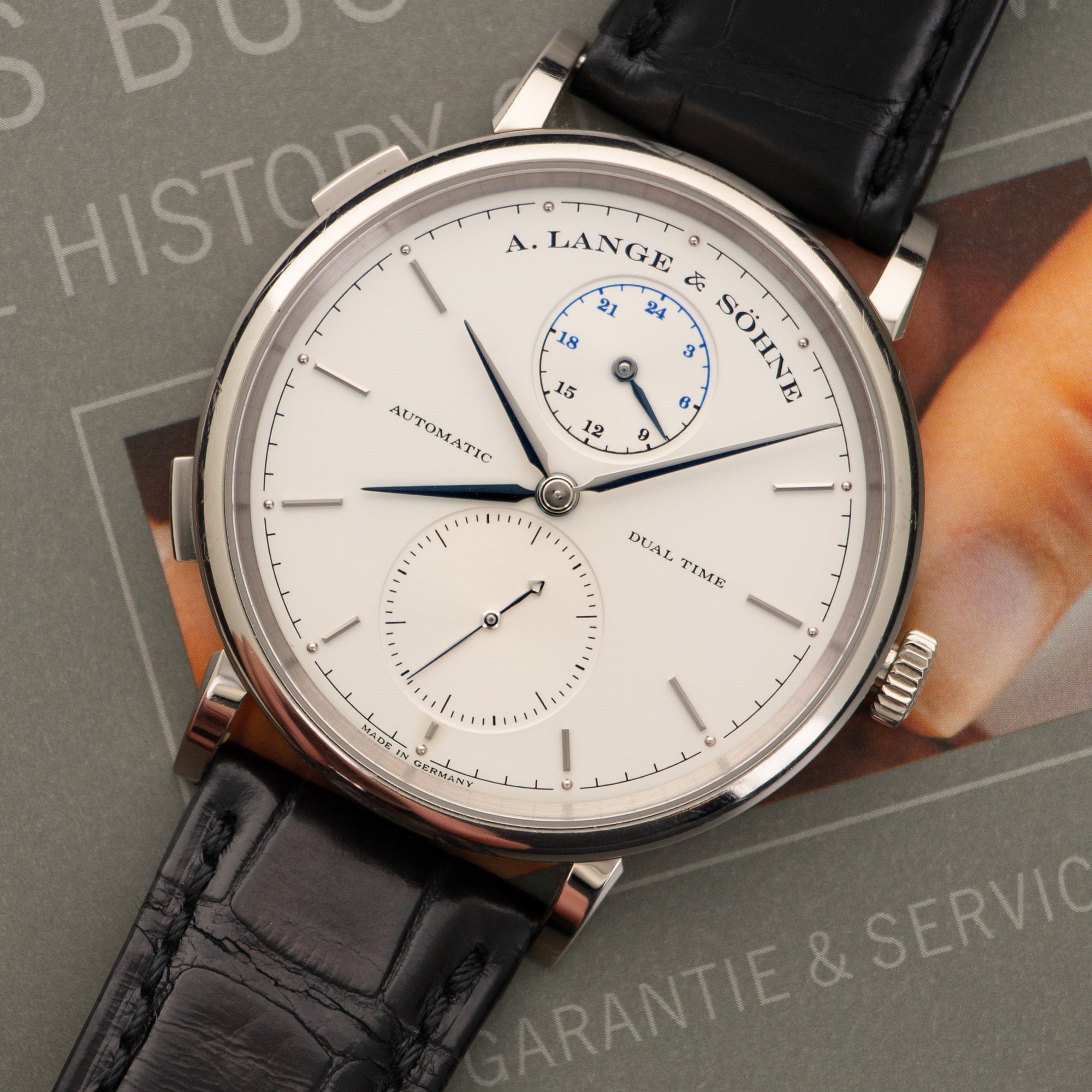 A. Lange & Sohne - A. Lange & Sohne White Gold Saxonia Dual Time Watch Ref. 385.026 - The Keystone Watches
