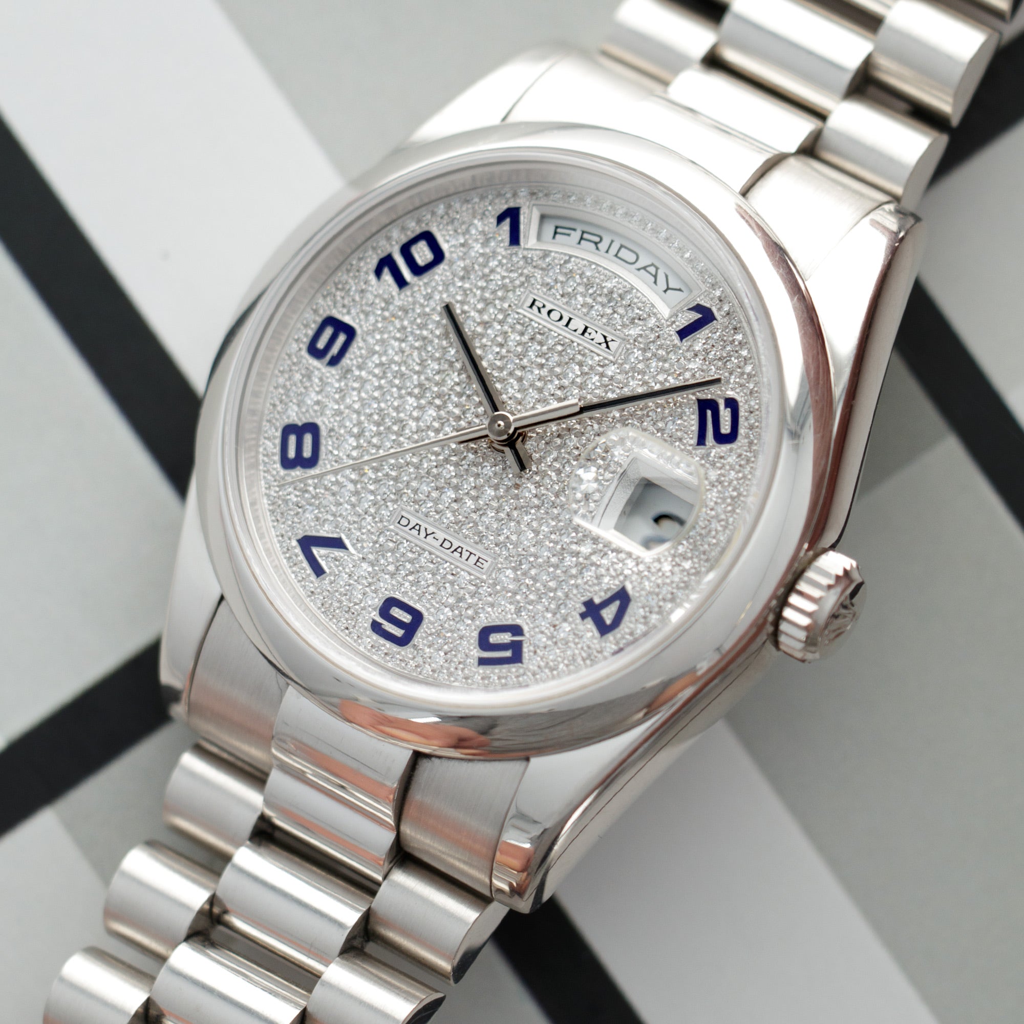 Rolex - Rolex Platinum Day-Date Pave Diamond Watch Ref. 118206 - The Keystone Watches