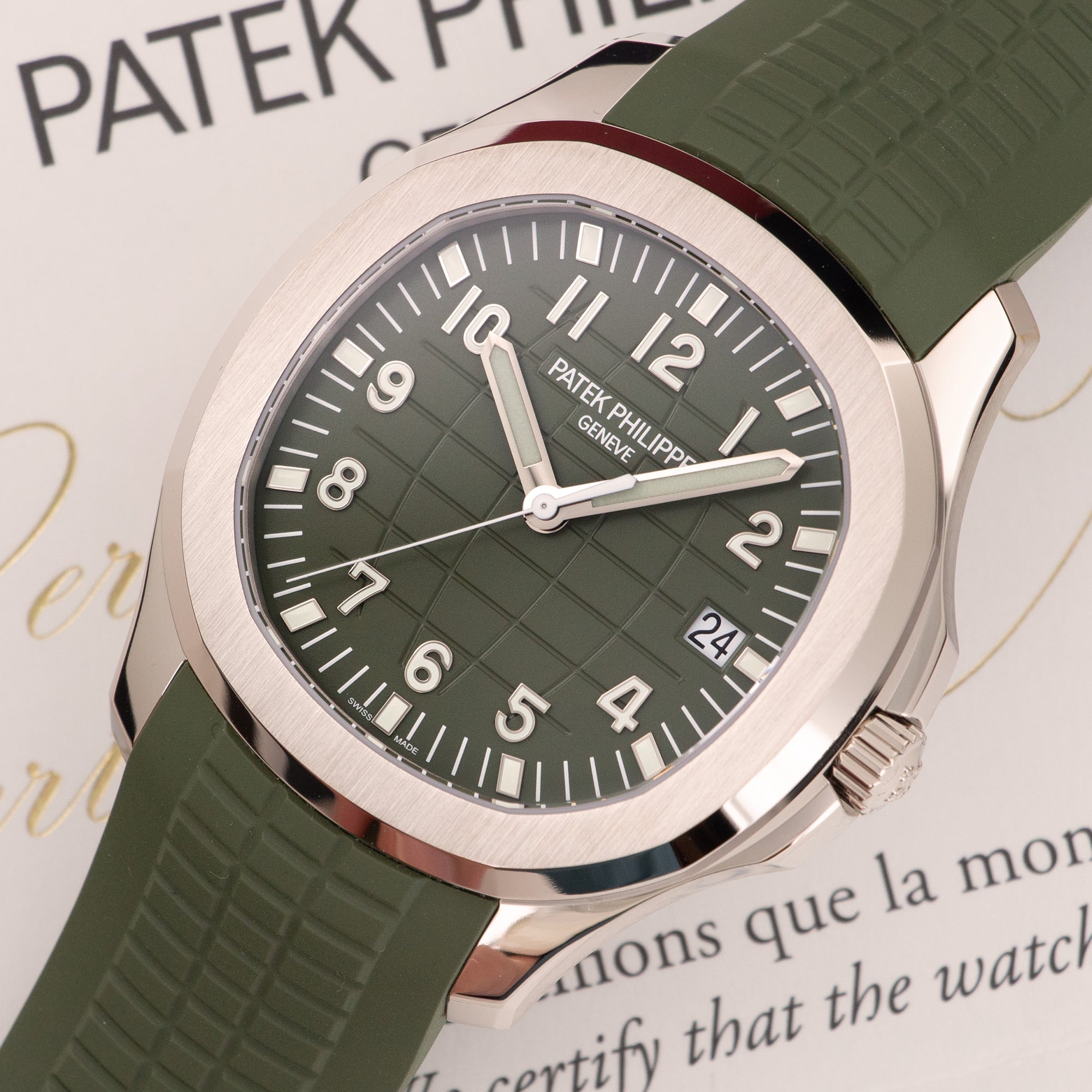 Patek Philippe - Patek Philippe White Gold Aquanaut Green Watch Ref. 5168 - The Keystone Watches