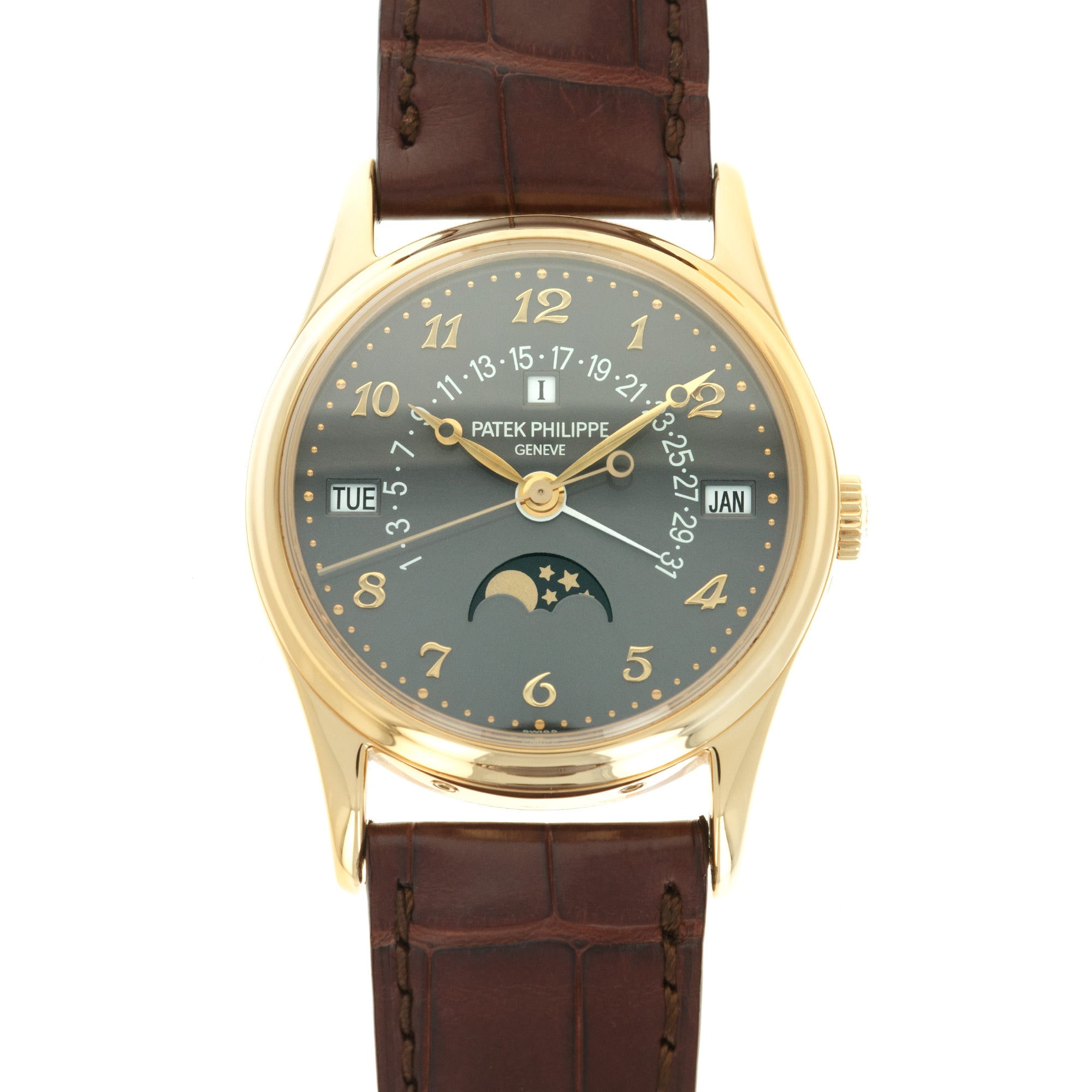 Patek Philippe - Patek Philippe Yellow Gold Perpetual Retrograde Grey Dial Watch Ref. 5050 - The Keystone Watches