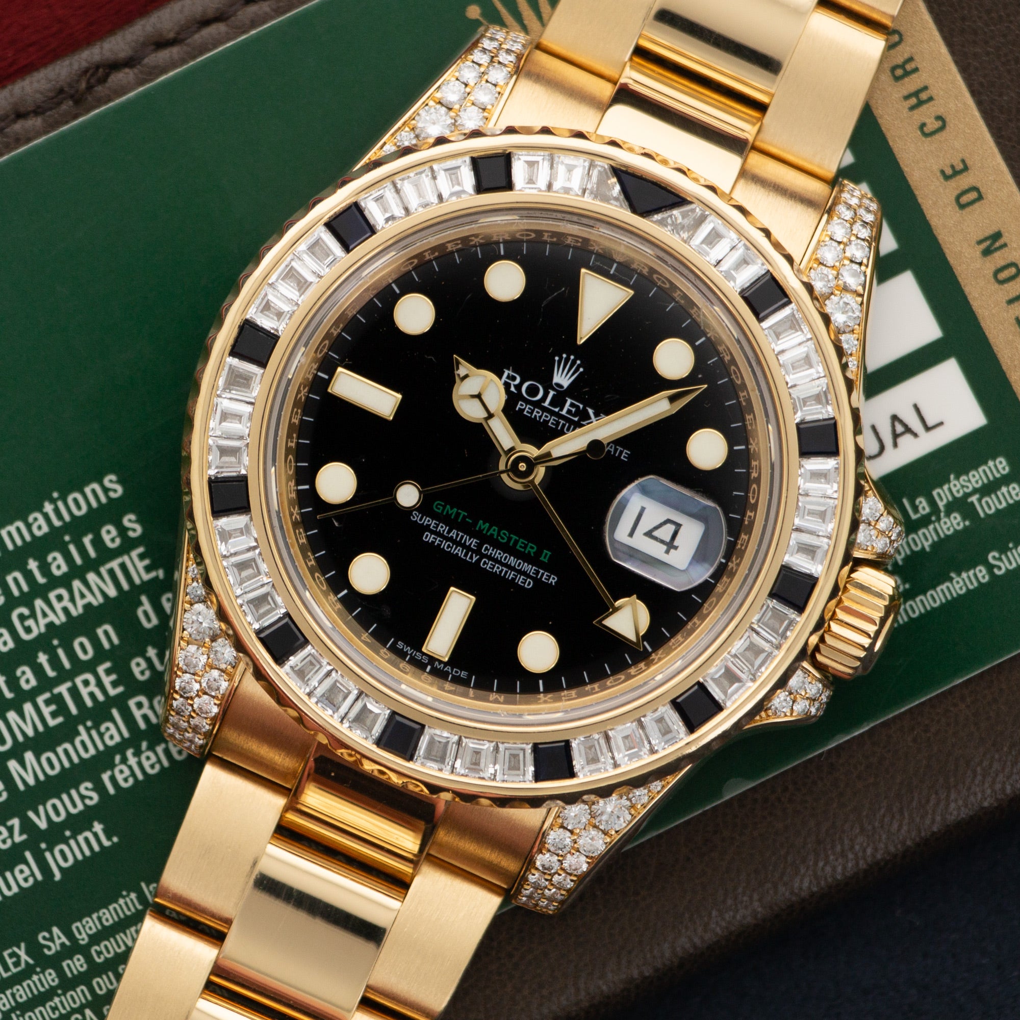 Rolex - Rolex Yellow Gold GMT-Master II Sapphire Diamond Watch Ref. 116758 - The Keystone Watches