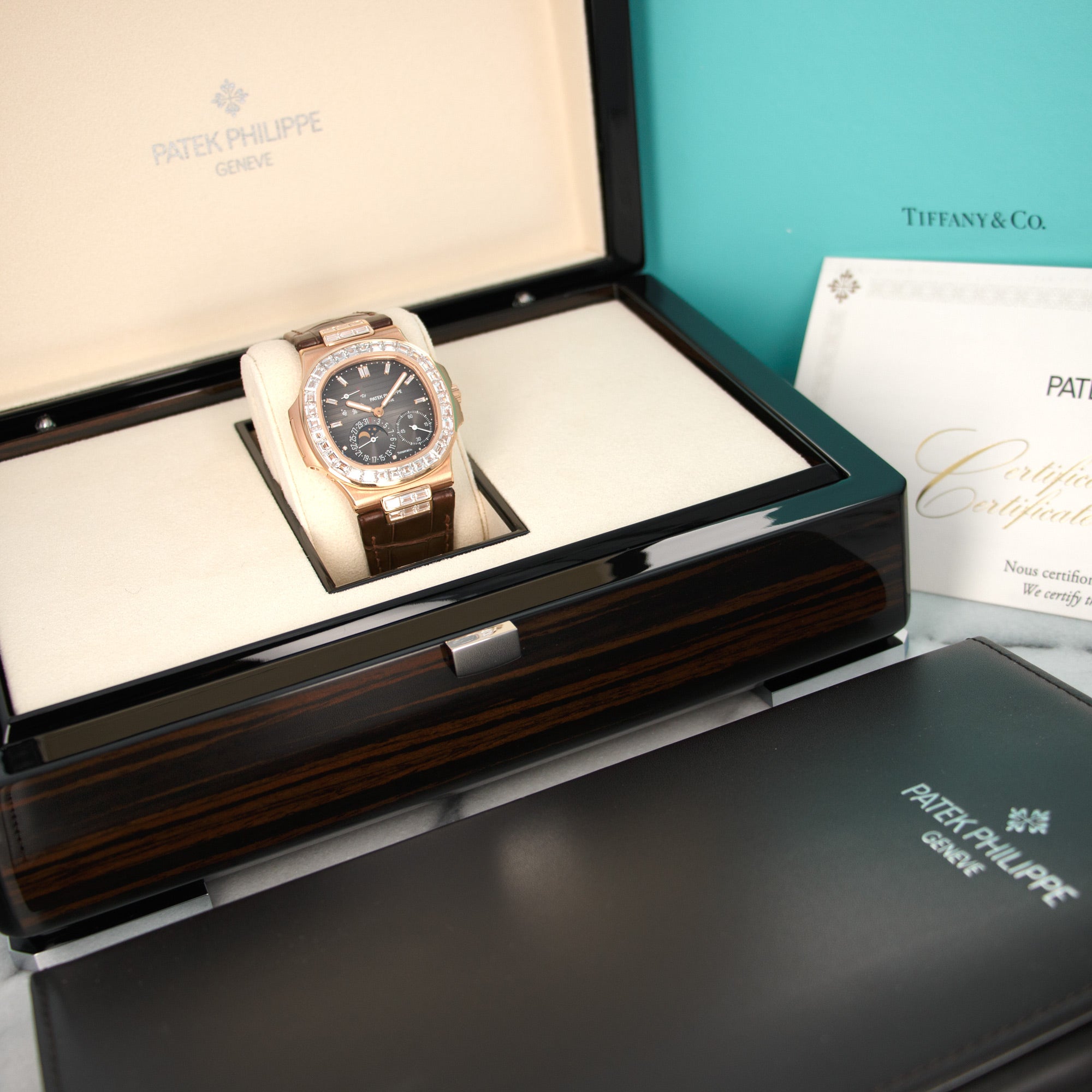 Patek Philippe - Patek Philippe Rose Gold Nautilus Diamond Watch Ref. 5724, Retailed by Tiffany & Co. - The Keystone Watches