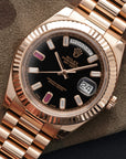 Rolex - Rolex Rose Gold Day-Date II Diamond Ruby Watch Ref. 218235 - The Keystone Watches