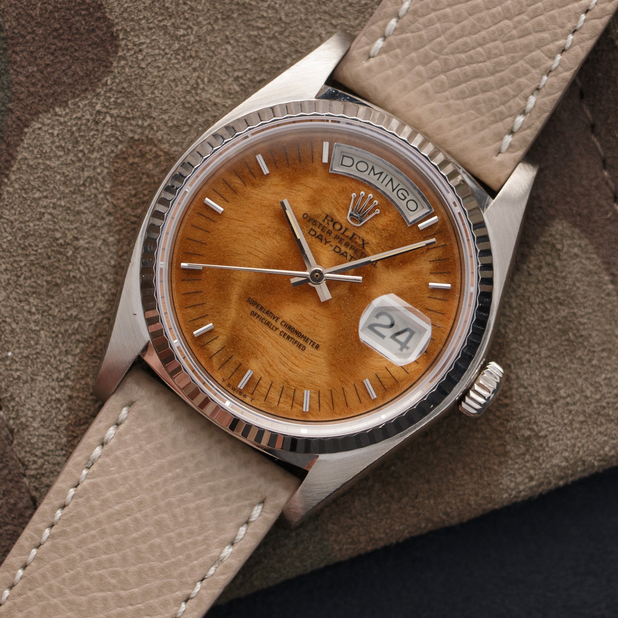Rolex - Rolex White Gold Day-Date Wood Dial Watch Ref. 18039 - The Keystone Watches