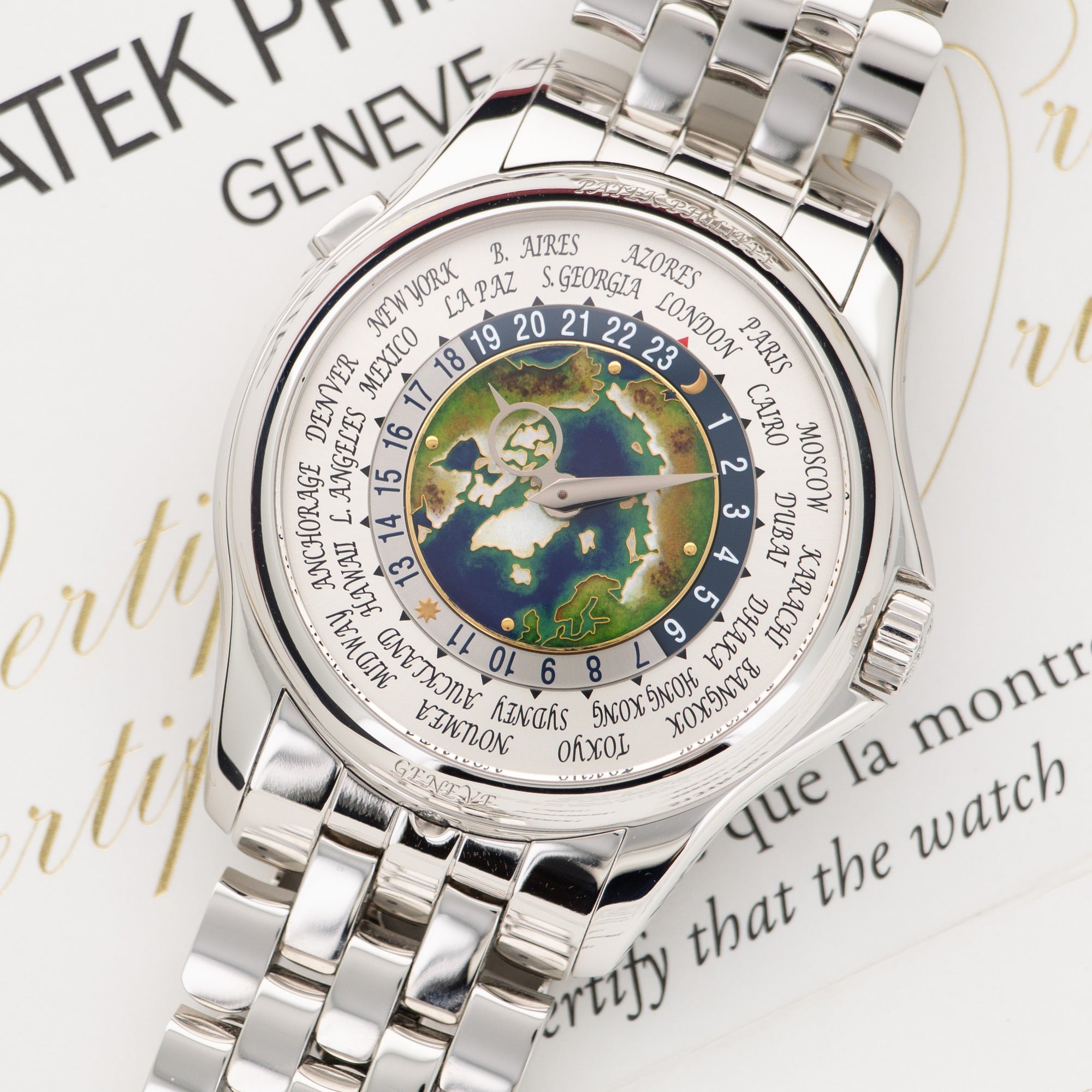 Patek Philippe - Patek Philippe Platinum World Time Cloisonne Watch Ref. 5131 - The Keystone Watches