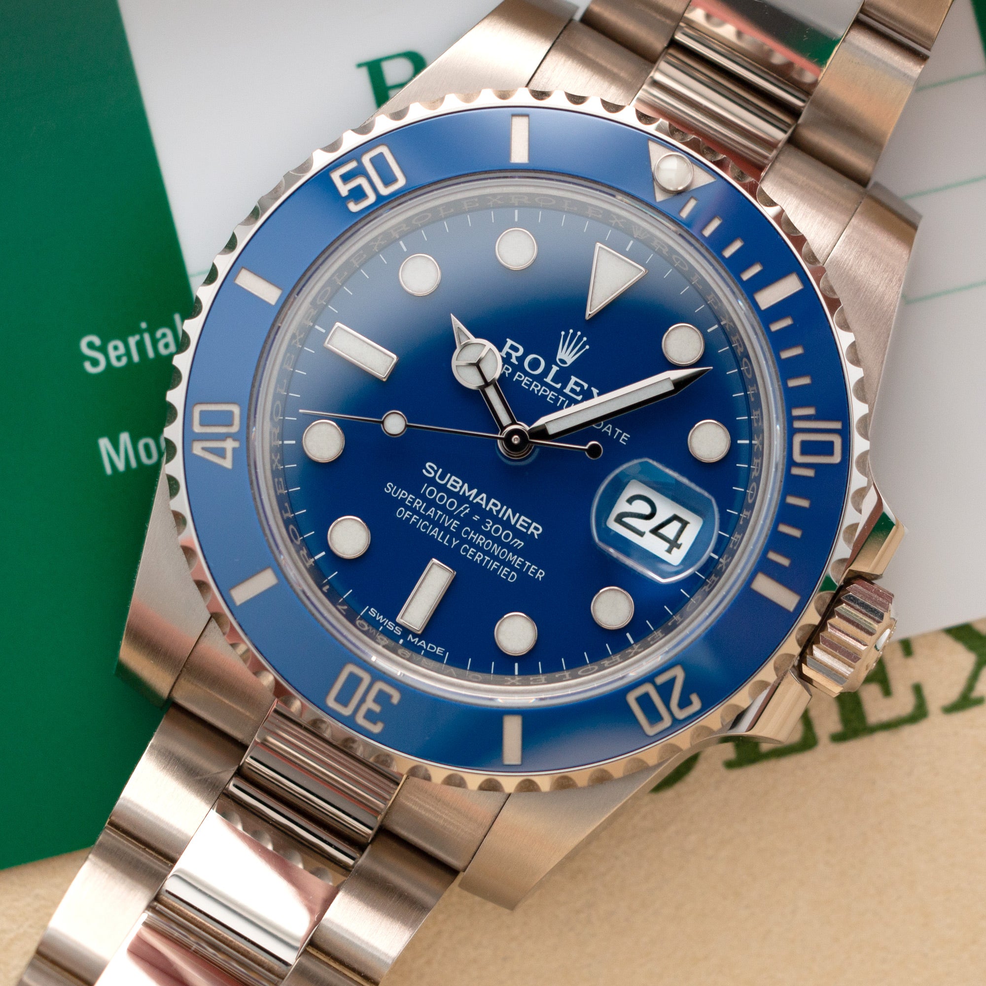 Rolex White Gold Smurf Submariner Watch 1166191