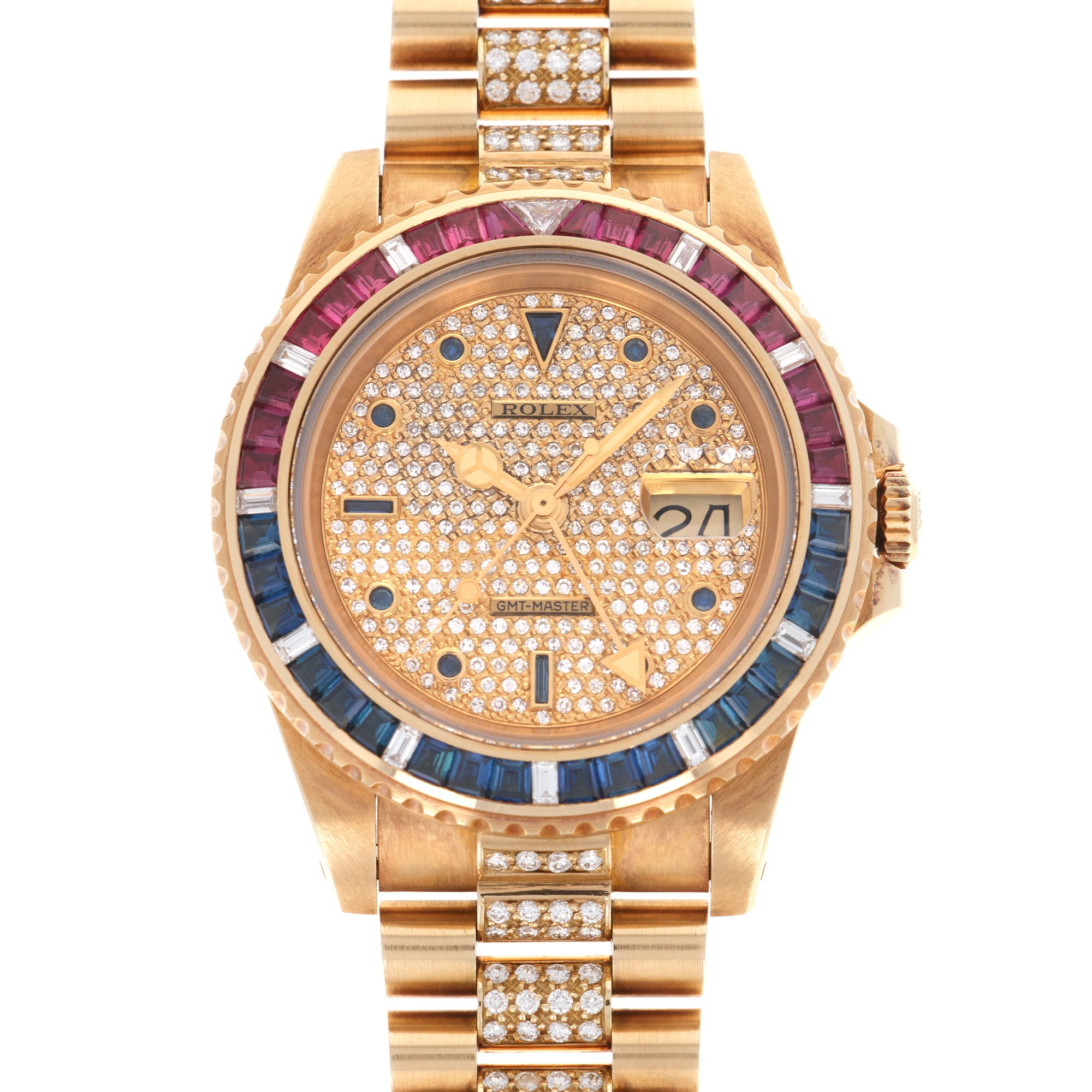 Rolex - Rolex Yellow Gold GMT-Master Diamond Ruby Sapphire Watch Ref. 16758 - The Keystone Watches