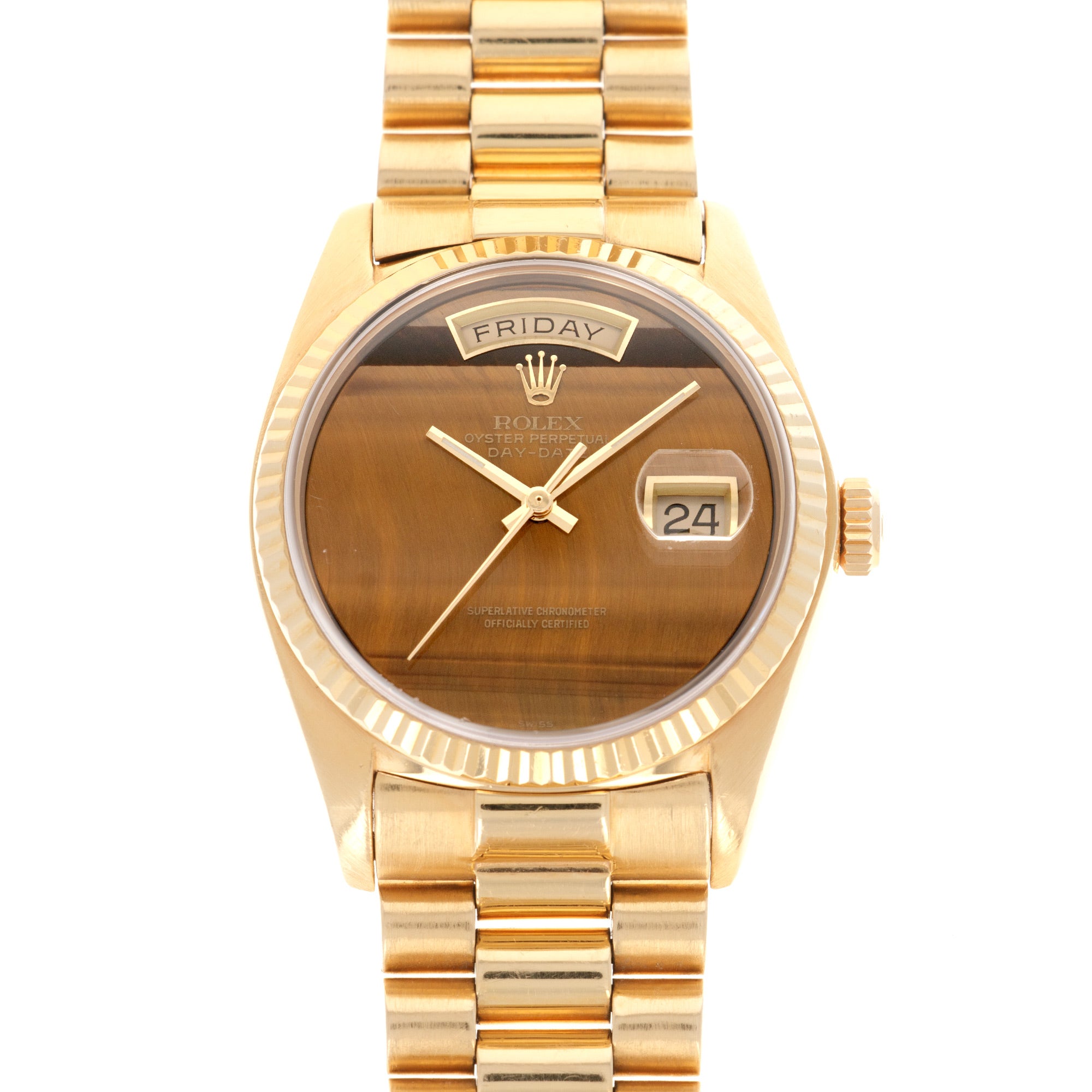 Rolex Yellow Gold Day Date Tigers Eye Watch Ref. 18038