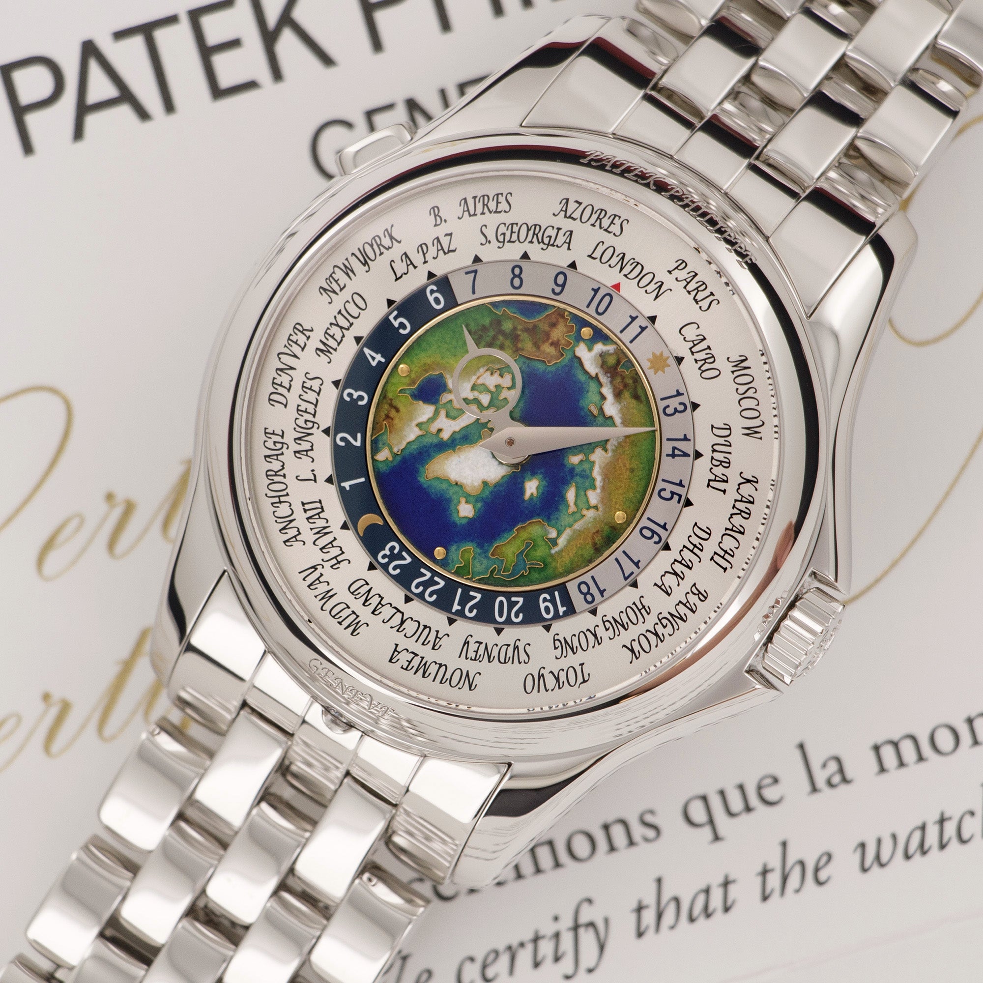 Patek Philippe - Patek Philippe Platinum World Time Cloisonne Watch Ref. 5131 - The Keystone Watches