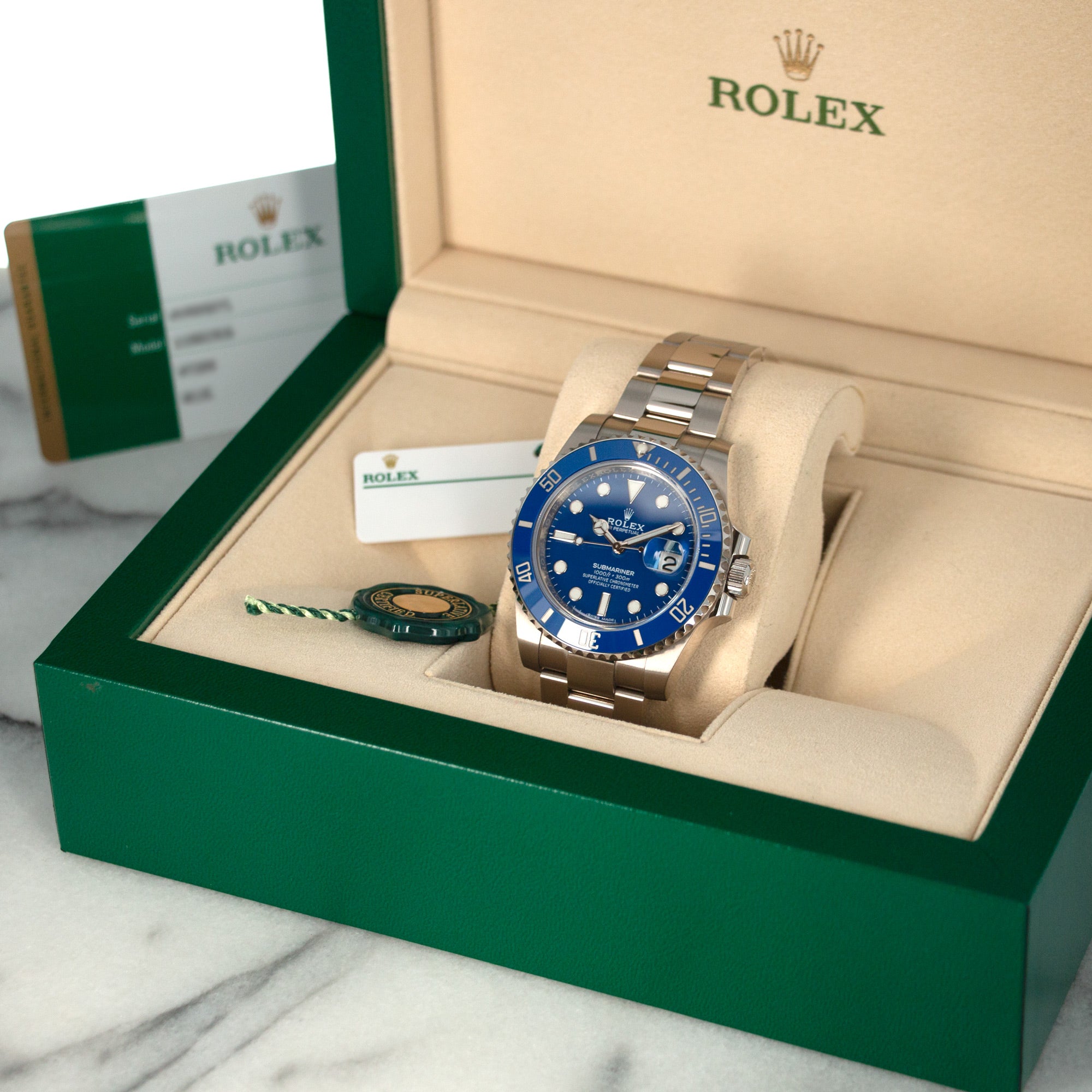 Rolex - Rolex White Gold Smurf Submariner Watch Ref. 116619 - The Keystone Watches