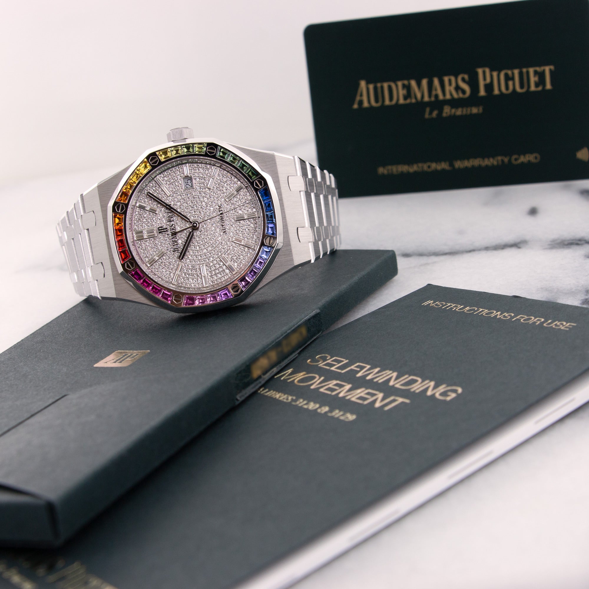 Audemars Piguet - Audemars Piguet White Gold Royal Oak Rainbow Watch - The Keystone Watches