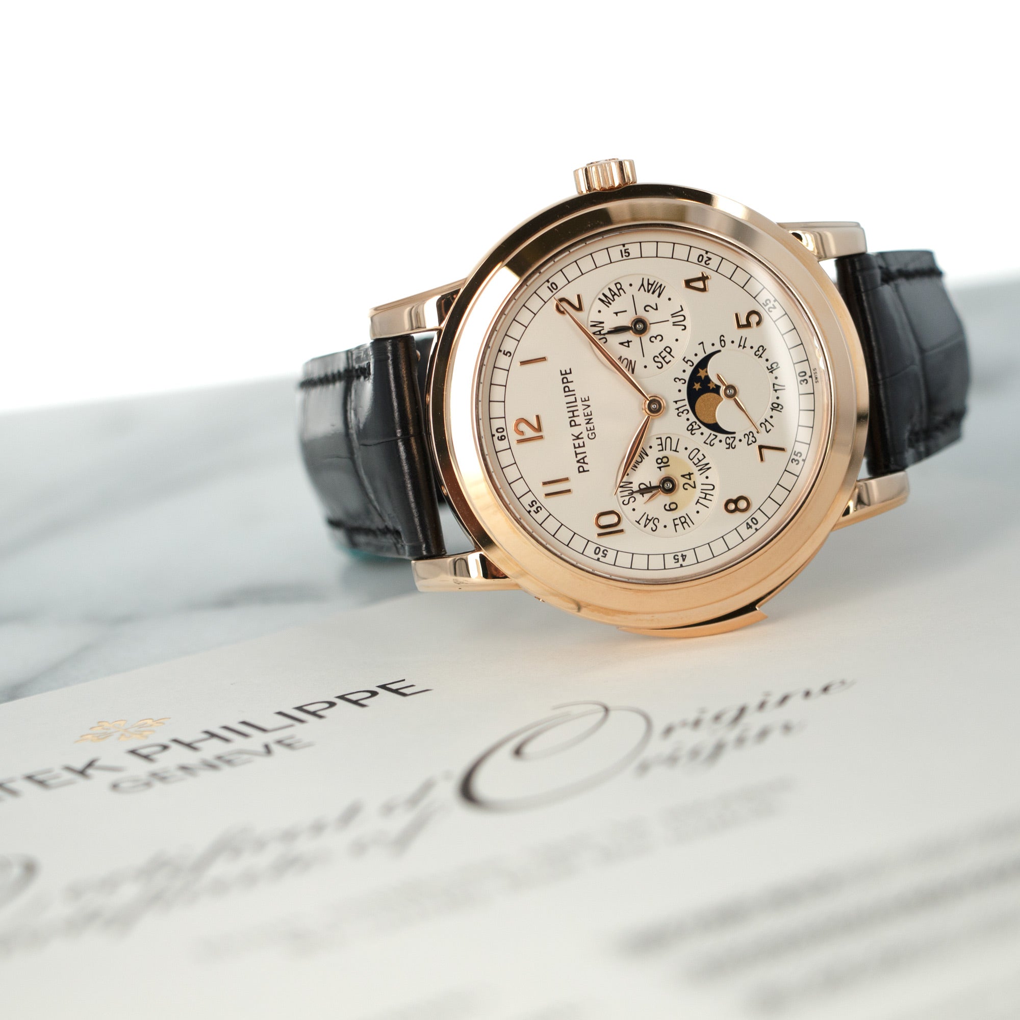 Patek Philippe - Patek Philippe Rose Gold Perpetual Minute Repeater Watch Ref. 5074, Complete and Unworn - The Keystone Watches