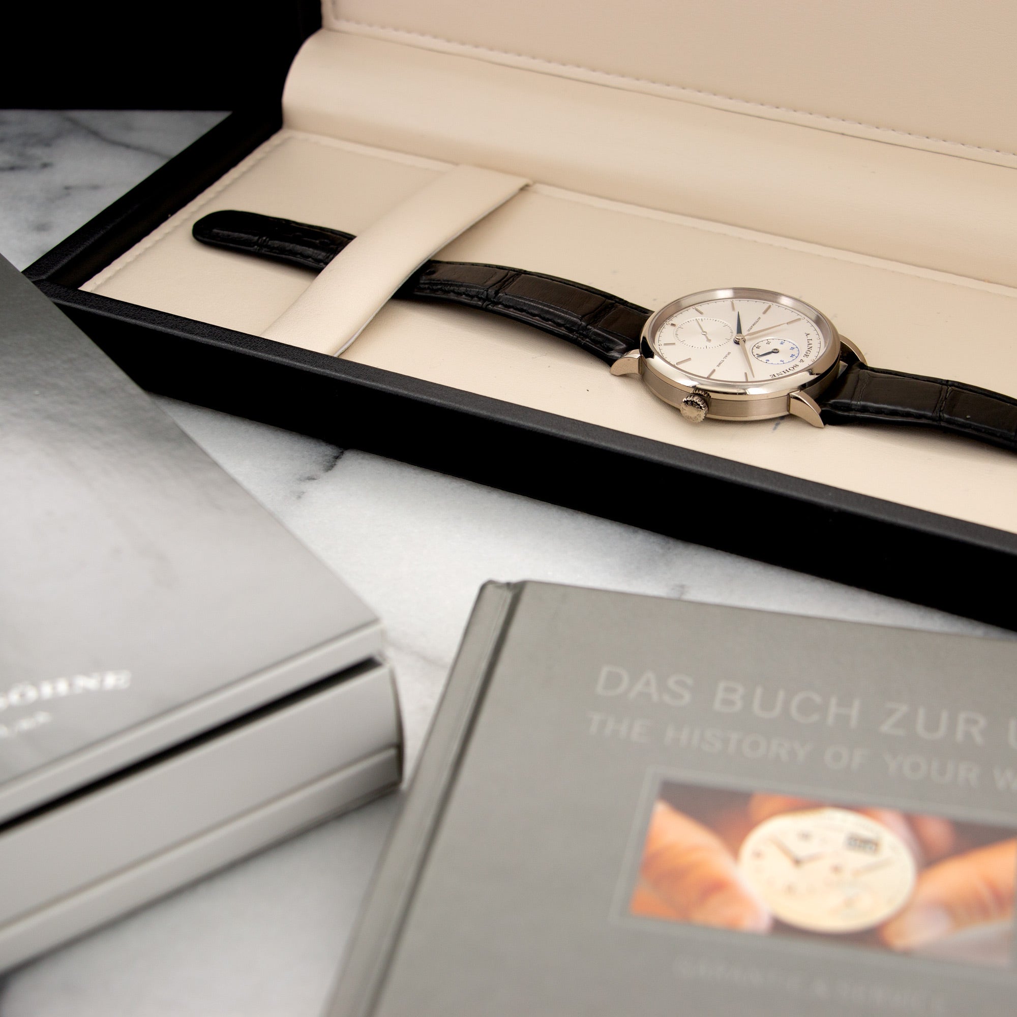A. Lange & Sohne - A. Lange & Sohne White Gold Saxonia Dual Time Watch Ref. 385.026 - The Keystone Watches