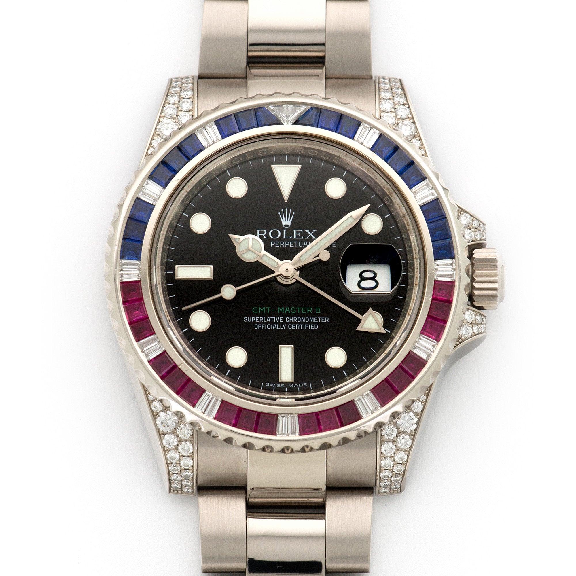 Rolex - Rolex White Gold GMT-Master II Sapphire Ruby Diamond Watch Ref. 116759 - The Keystone Watches