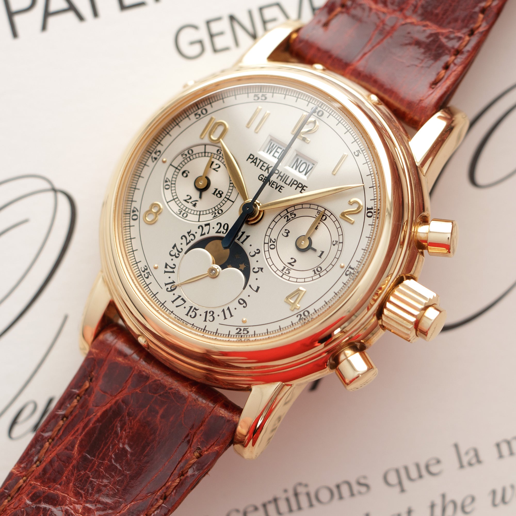 Patek Philippe - Patek Philippe Yellow Gold Perpetual Calendar Split Seconds Chrono Watch Ref. 5004 - The Keystone Watches