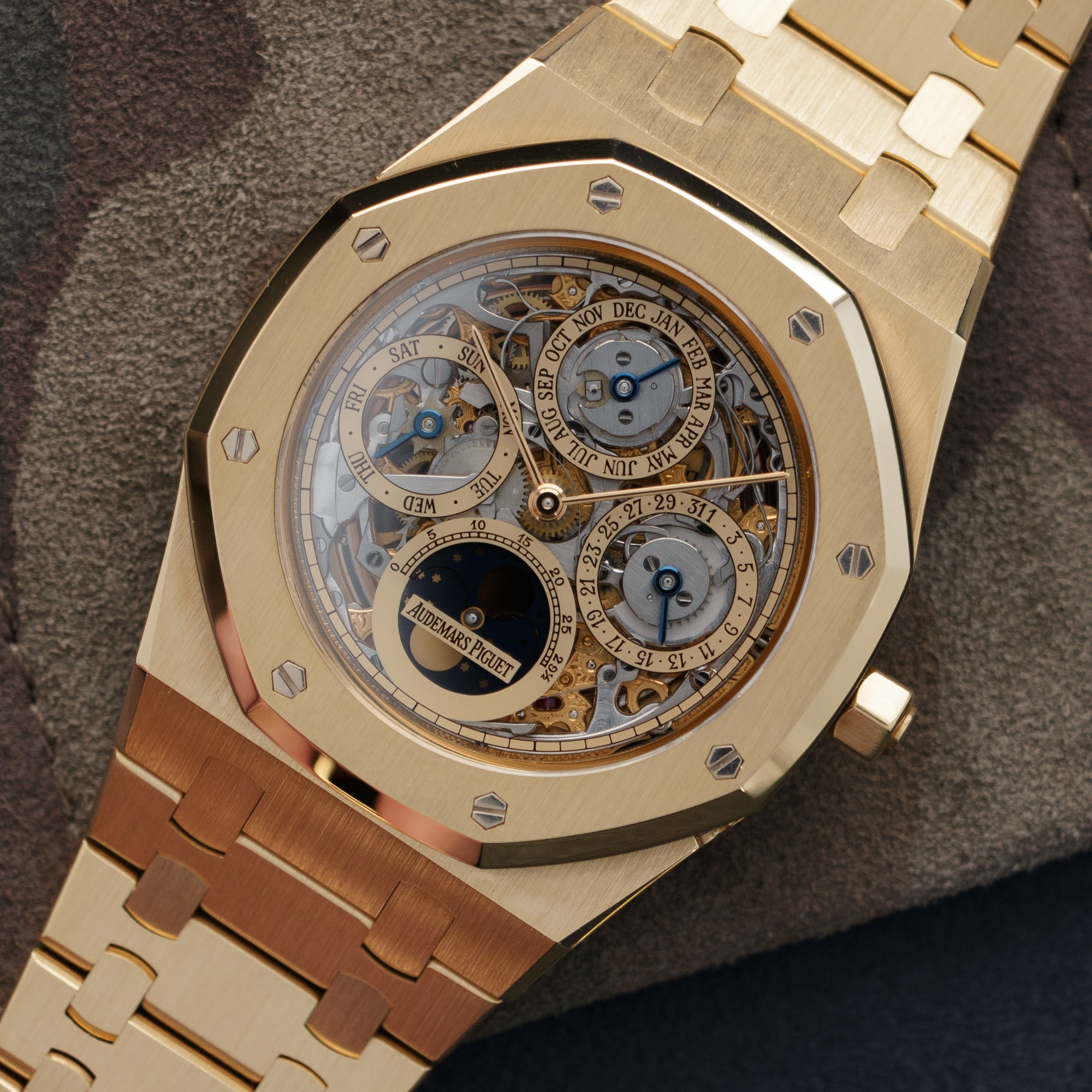Audemars Piguet - Audemars Piguet Yellow Gold Royal Oak Perpetual Calendar Skeleton Watch - The Keystone Watches