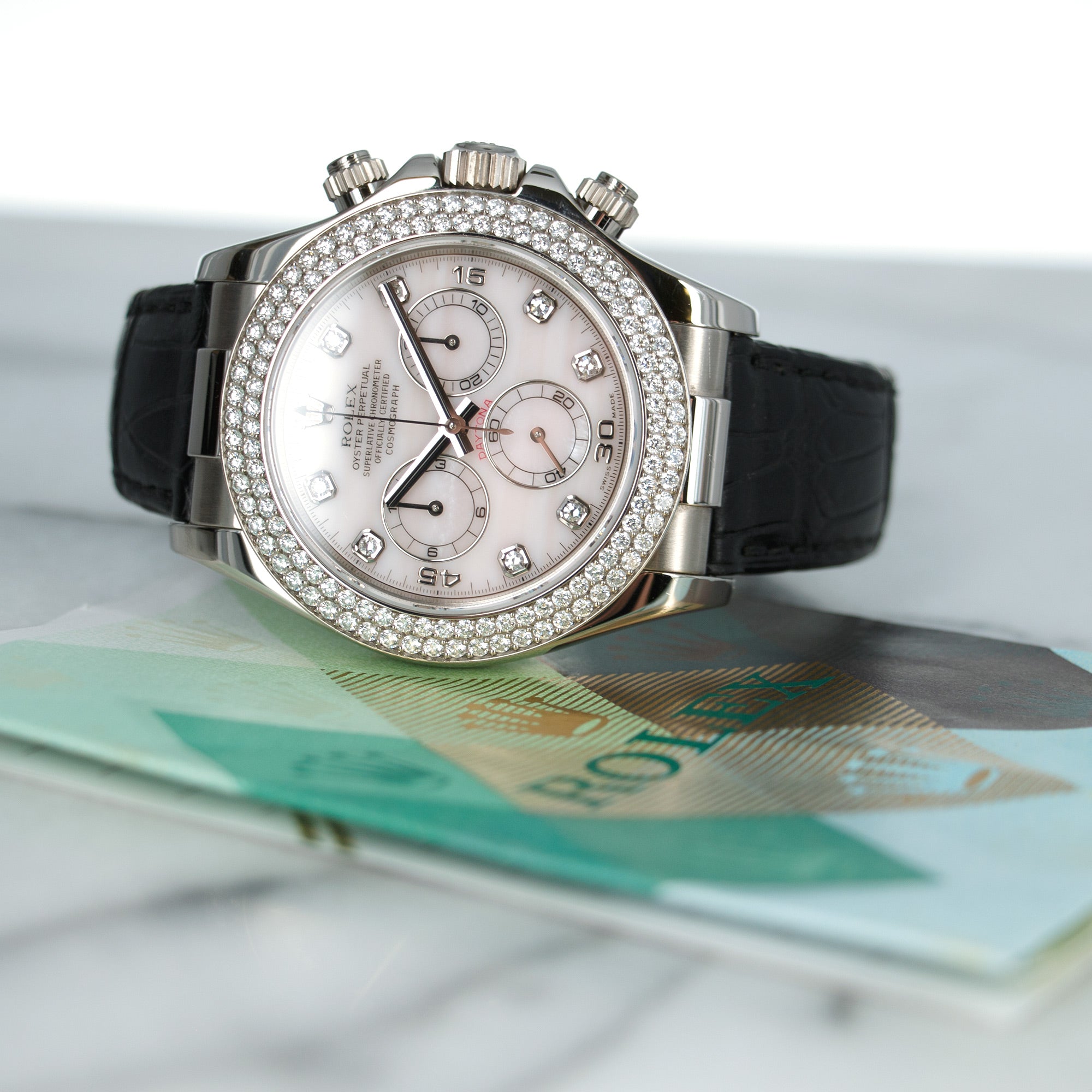 Rolex - Rolex Daytona White Gold with diamond bezel and Mother of pearl diamond dial Ref. 116589 - The Keystone Watches