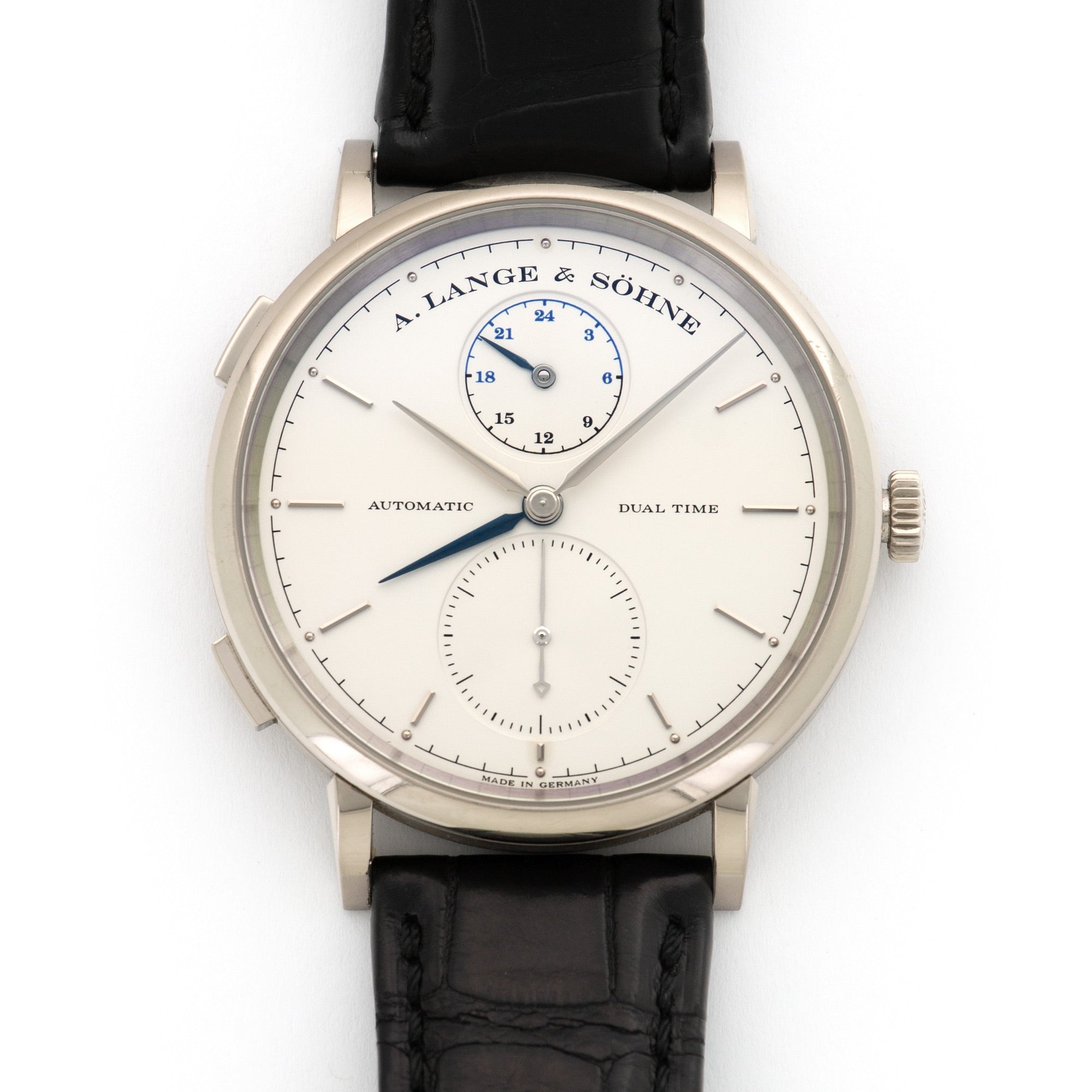 A. Lange & Sohne - A. Lange & Sohne White Gold Saxonia Dual Time Watch Ref. 385.026 - The Keystone Watches