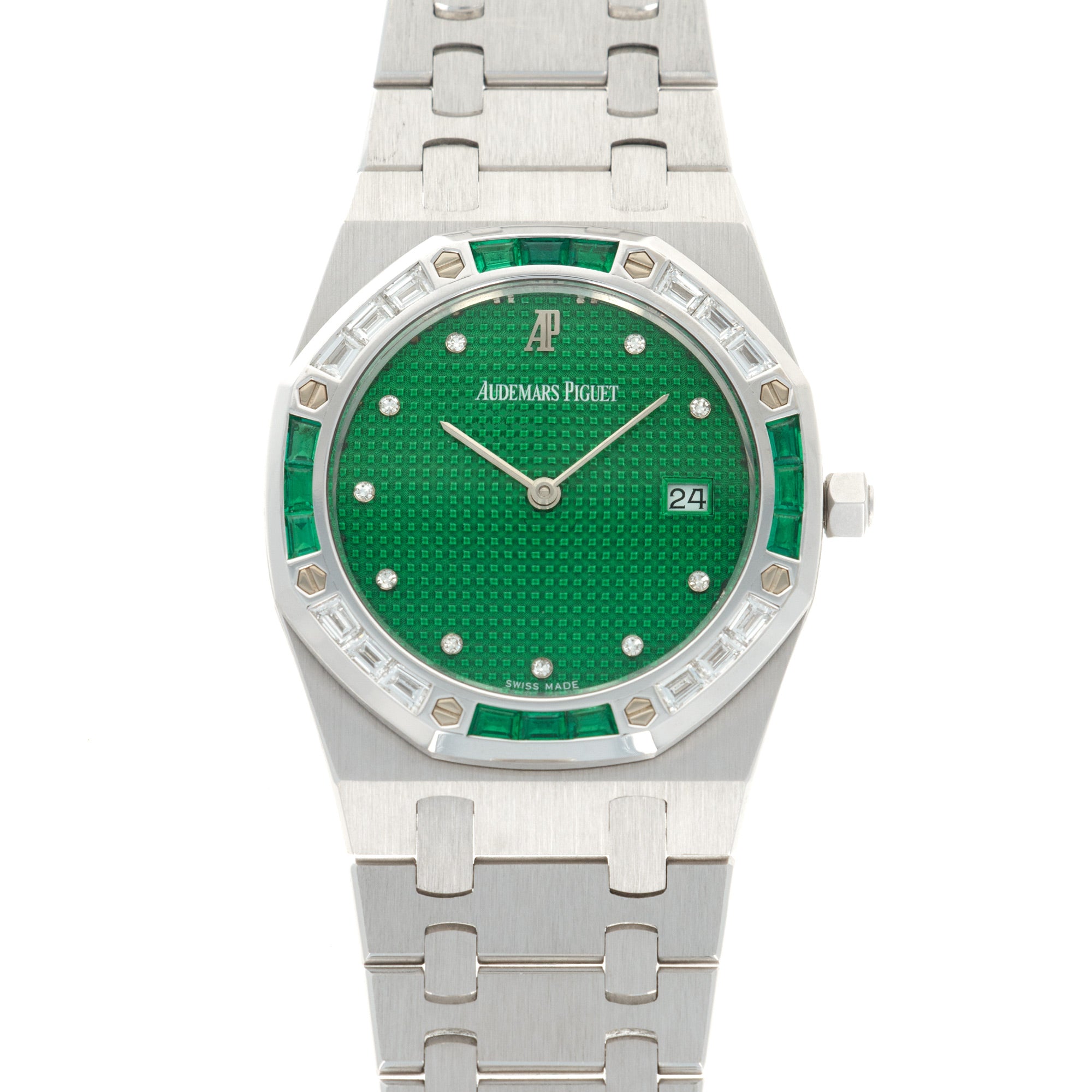 Audemars Piguet - Audemars Piguet White Gold Diamond & Emerald Royal Oak Watch - The Keystone Watches