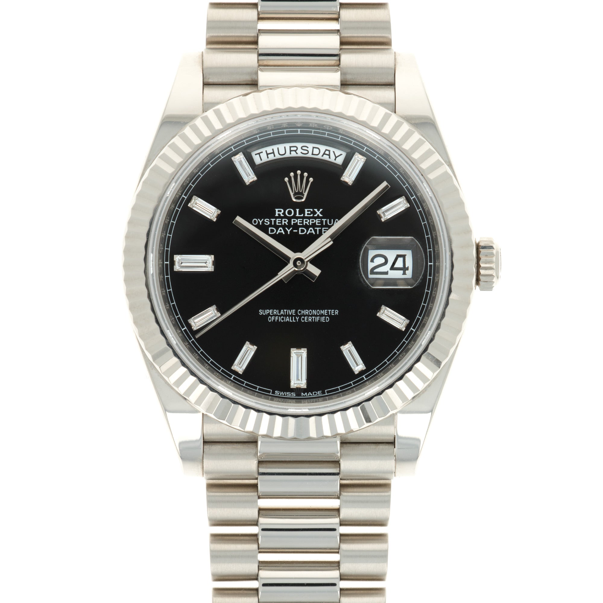 Rolex - Rolex Day-Date white gold baguette diamond dial ref. 228239 - The Keystone Watches
