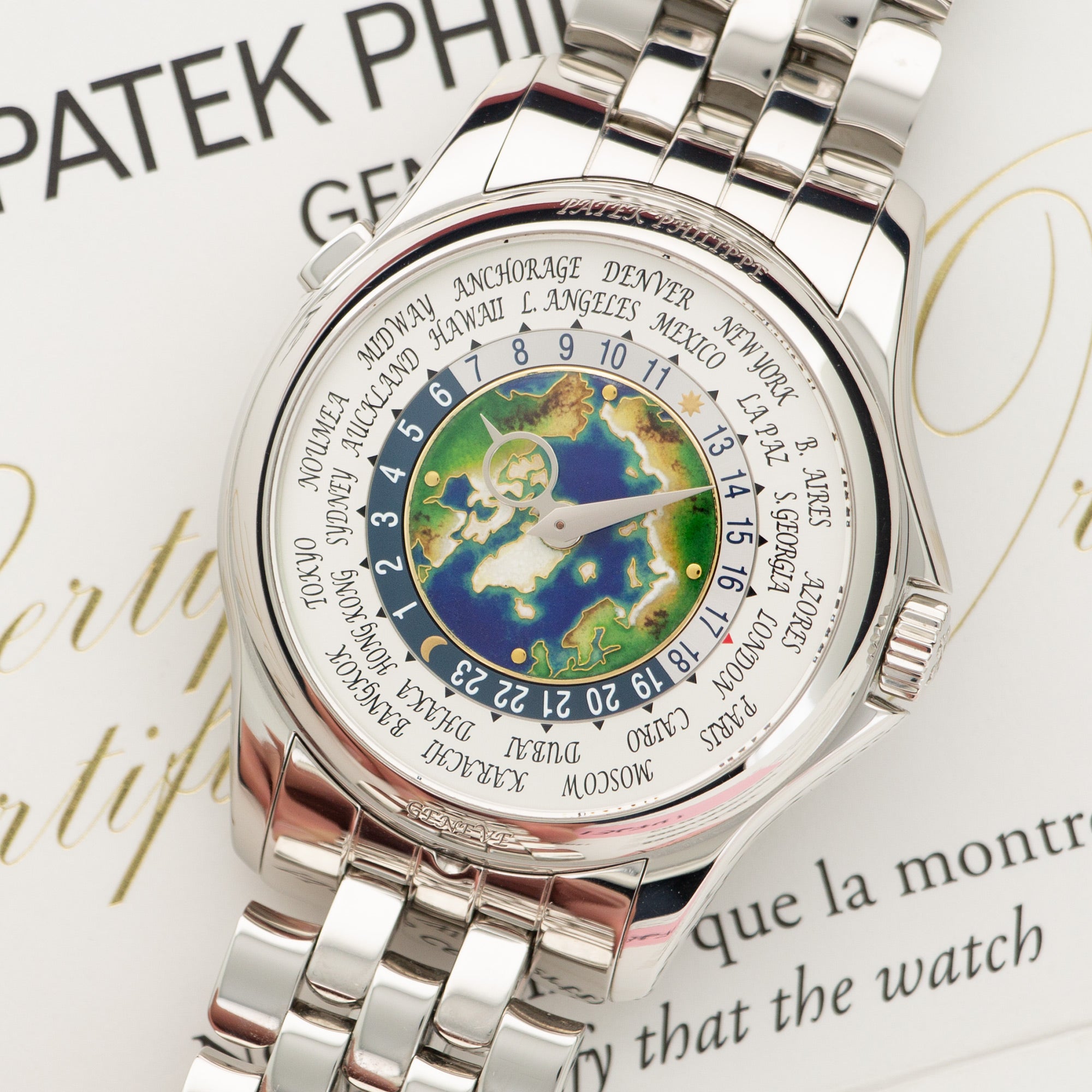 Patek Philippe - Patek Philippe Platinum World Time Cloisonne Watch Ref. 5131 - The Keystone Watches