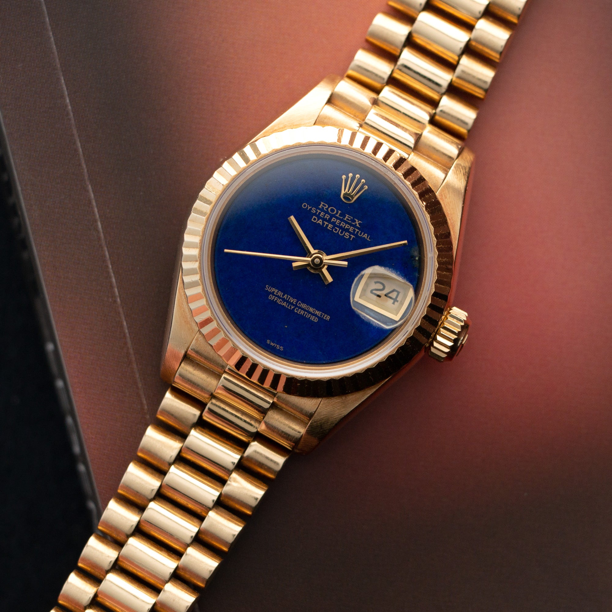 Rolex Yellow Gold Datejust Lapis Dial Watch 69178